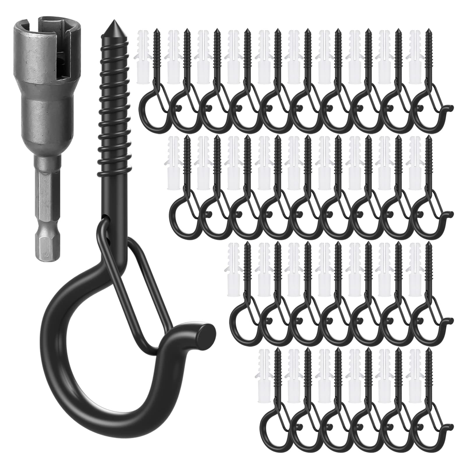 Q-Hanger Light Hooks,32 Pack Lights Hanger Hooks Easy Release Outdoor Wire and Fairy Lights Christmas Light House Garage New Year Party Led Fairy Lights, Safety Buckle Design