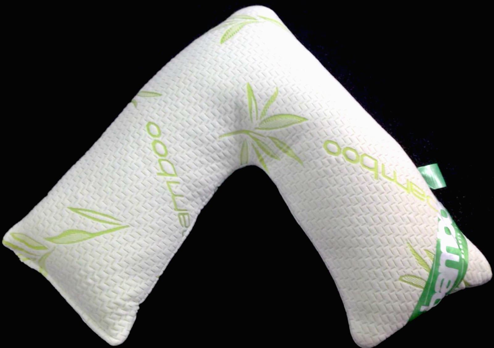 New V Shape Large Bamboo Memory Foam Neck Support Pillow Orthopedic & Pregnancy