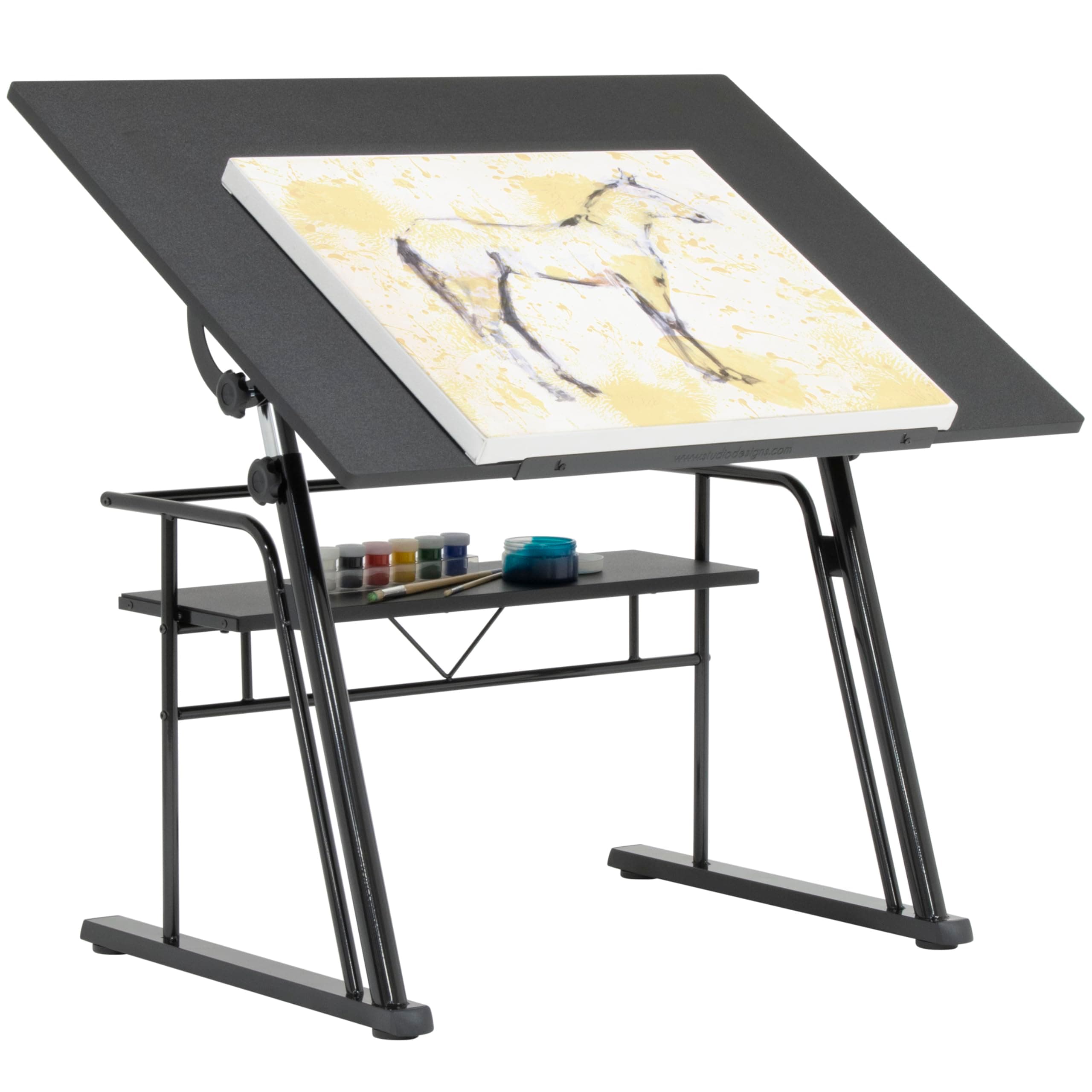 STUDIO DESIGNS Zenith Craft Desk Drafting Table, Top Adjustable Drafting Table Craft Table Drawing Desk Hobby Table Writing Desk Studio Desk, Black, 13340