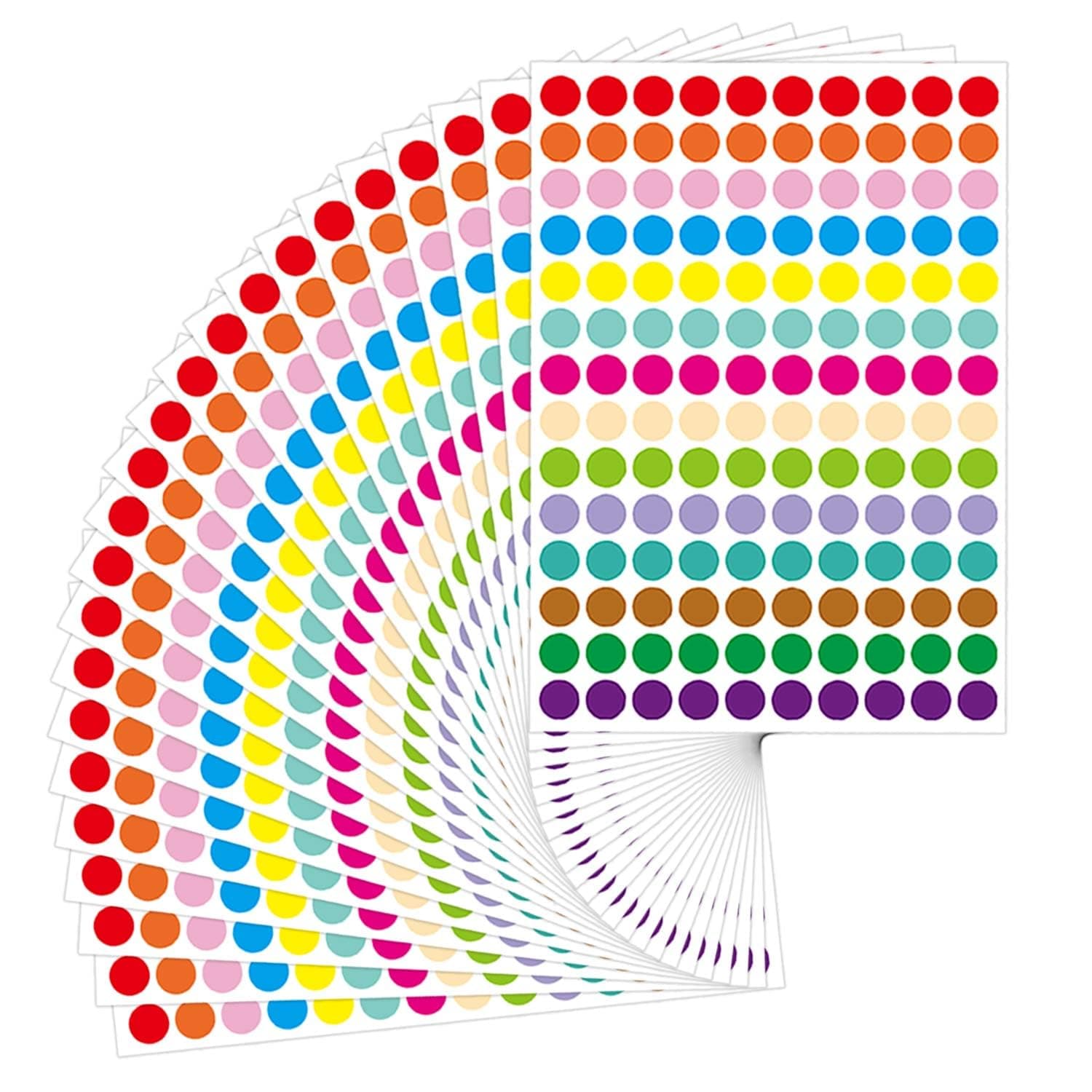 0.5 Inch 14 Colors Color Coding Labels Circle Dot Stickers,Can be Used in Offices, Student Classrooms and Other Scenes.