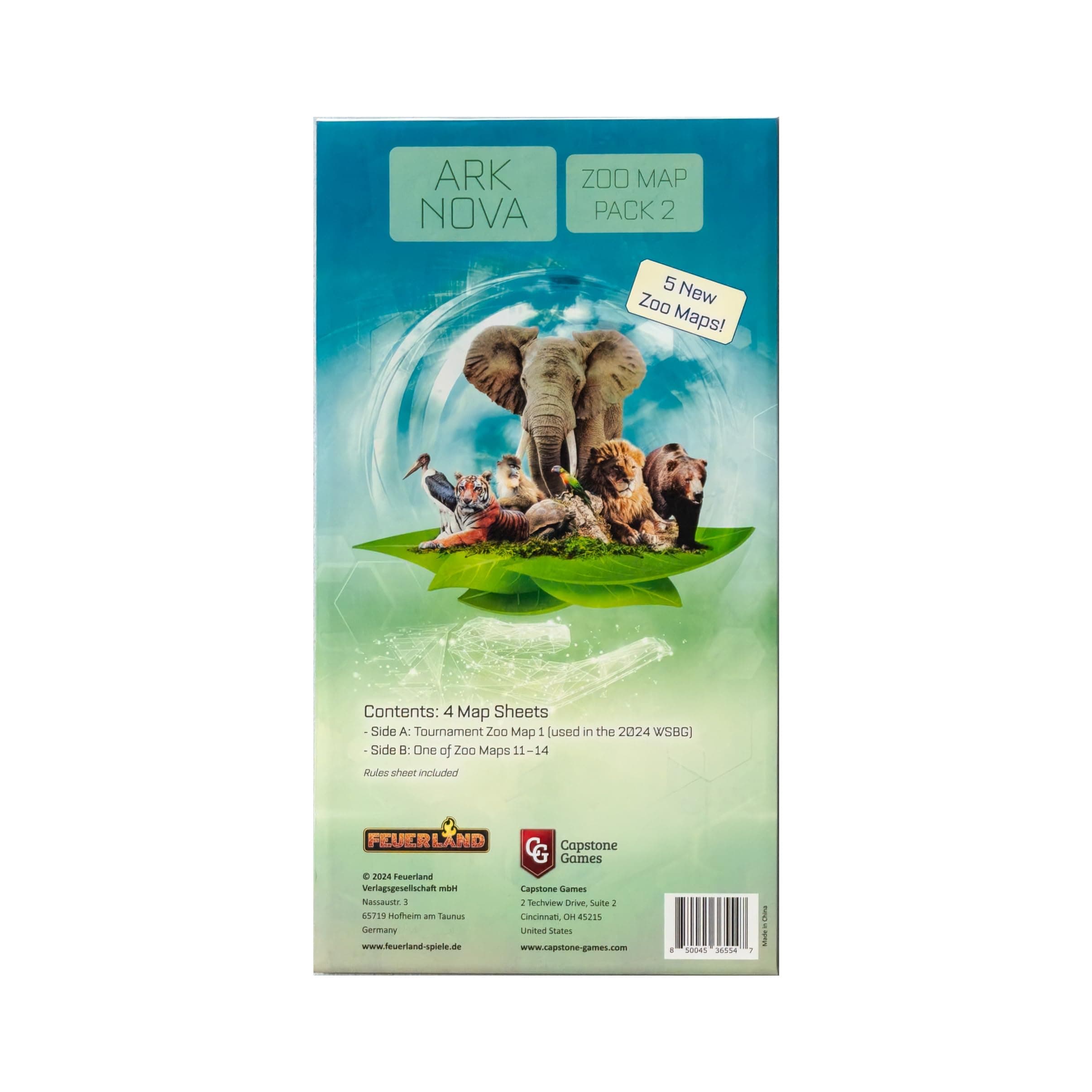 Capstone Games Ark Nova: Zoo Map Pack 2 - Game Accessory Expansion Set, Expand Your Collection, All New Mechanics and Layouts to Explore - Ages 15+