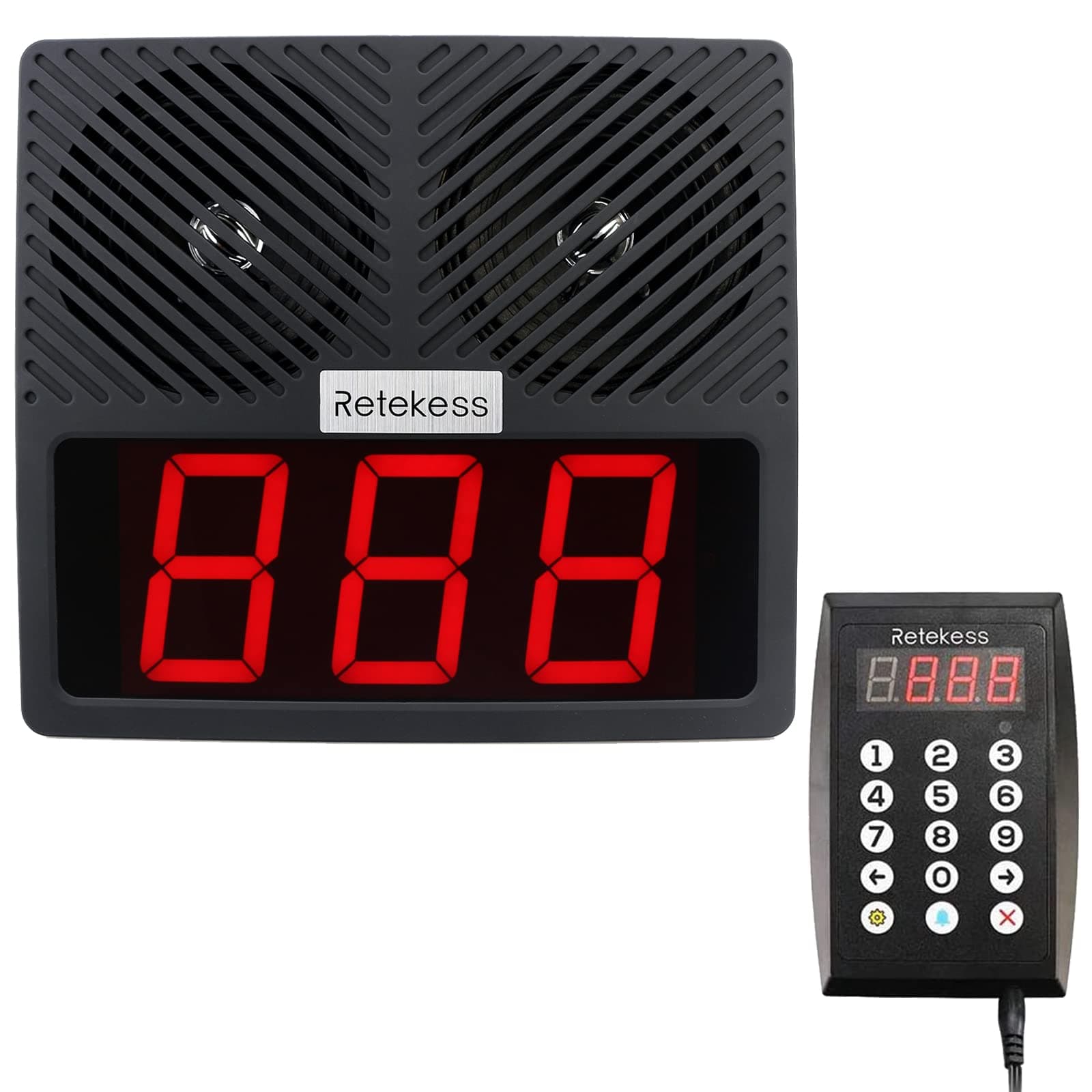 TD101 Queue Calling System,Take A Number System, Larger LCD Screen,8 Broadcast Types,Waiting Number System for Restaurant, Hospital,Bank(1 Display +1 Numeric Keypad)