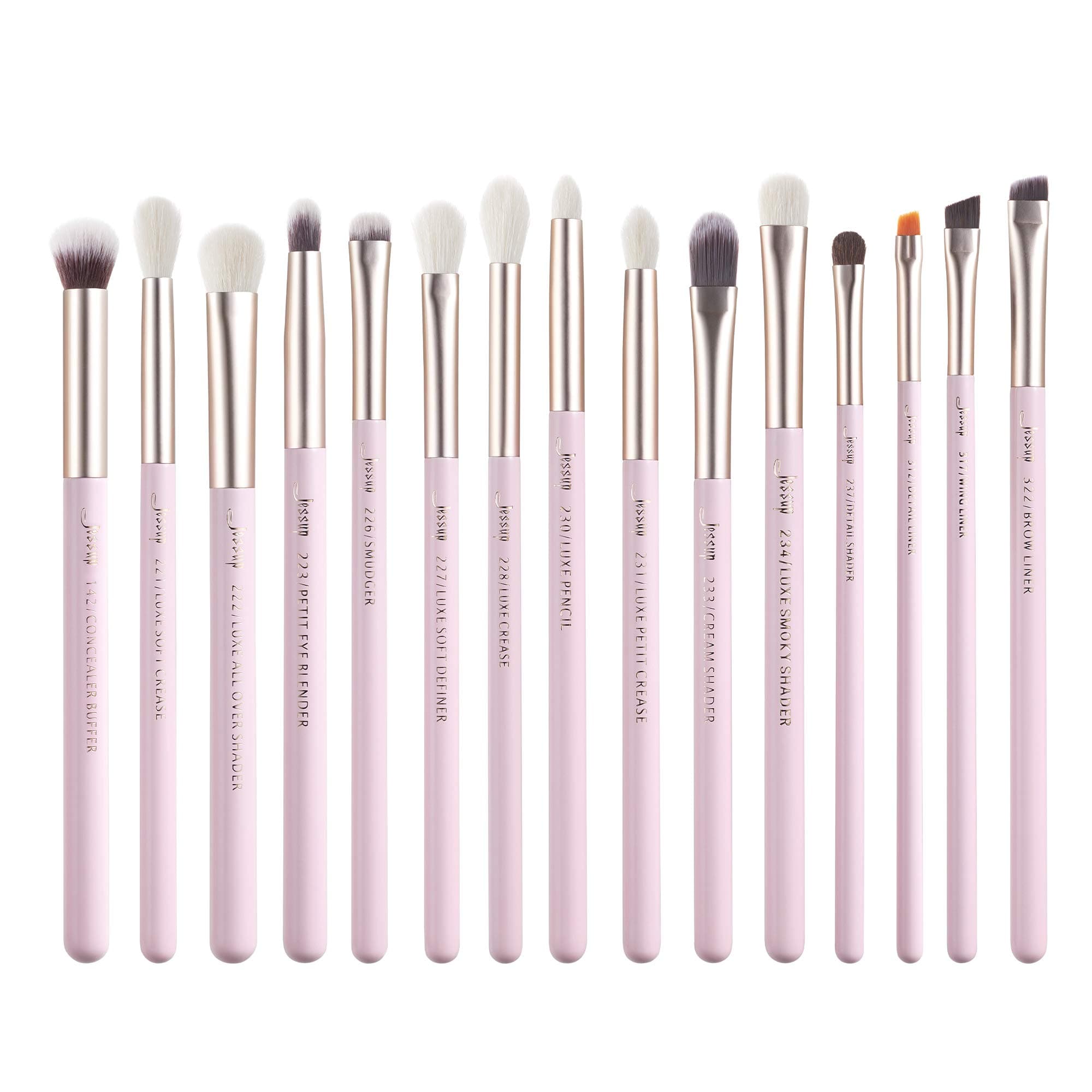 Jessup Eye Brushes 15Pcs Professional Makeup Brushes Make up Brush Set Cosmetics Tools Eye Liner Shader Wood Handle Natural-synthetic Hair,T294