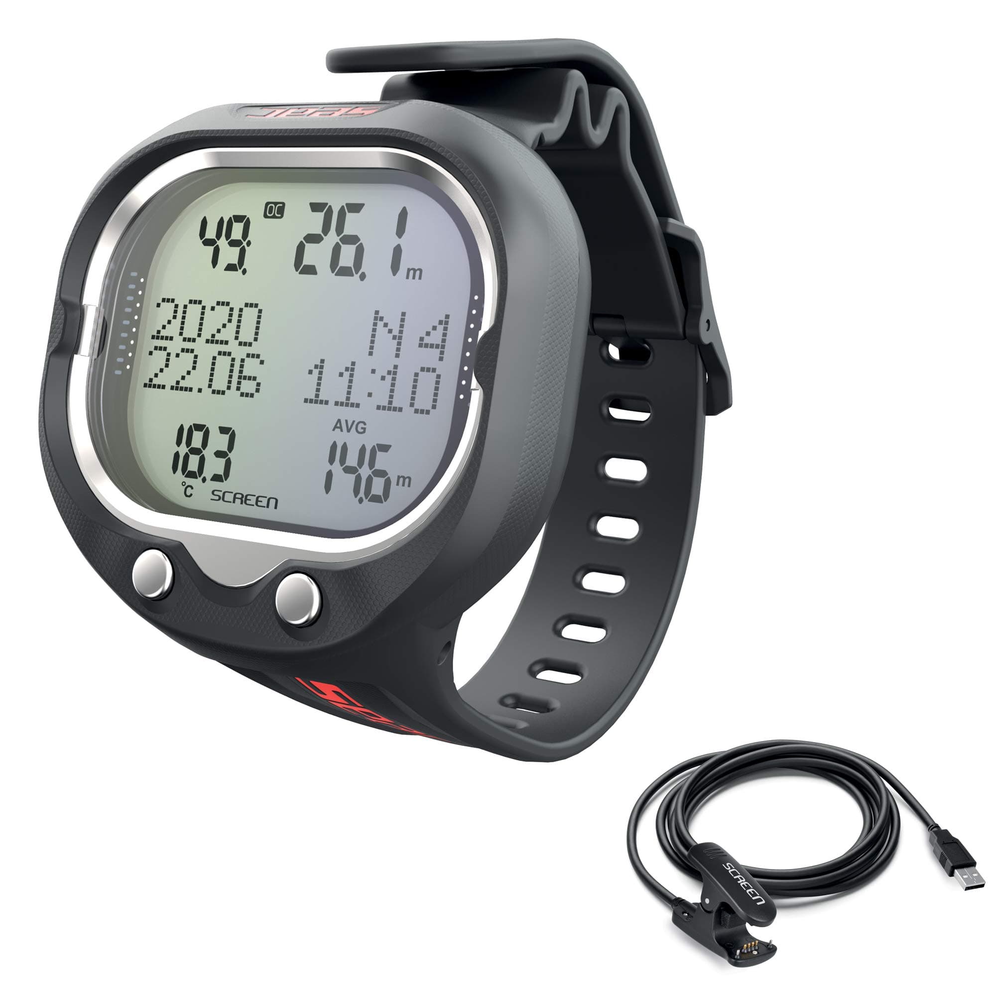 SEAC Screen, Scuba Wrist Dive Computer for 1 or 2 mixes and Freediving mode