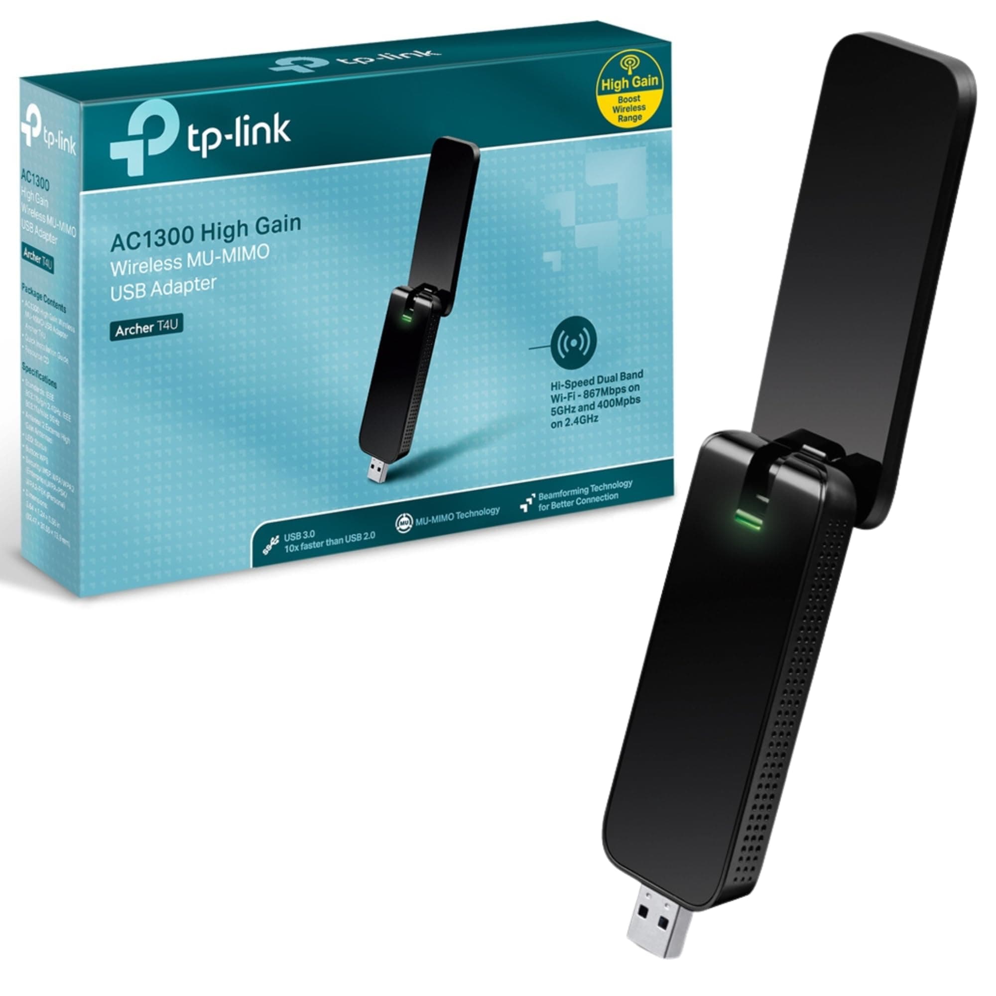 TP-LINK Archer T4U - V2 - network adapter - USB 3.0 - 802.11b, 802.11a, 802.11g, 802.11n, 802.11ac