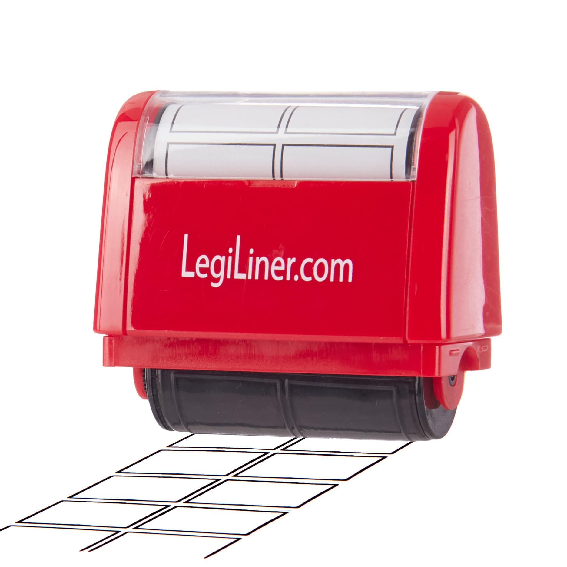 LEGILINER Boxes Teacher Stamp – Rectangle Rolling Ink Pattern for Handwriting & Math. Classroom & Home Use, Fractions. Refillable Ink Writing Practice Roller Stamp. (Double Row Boxes)