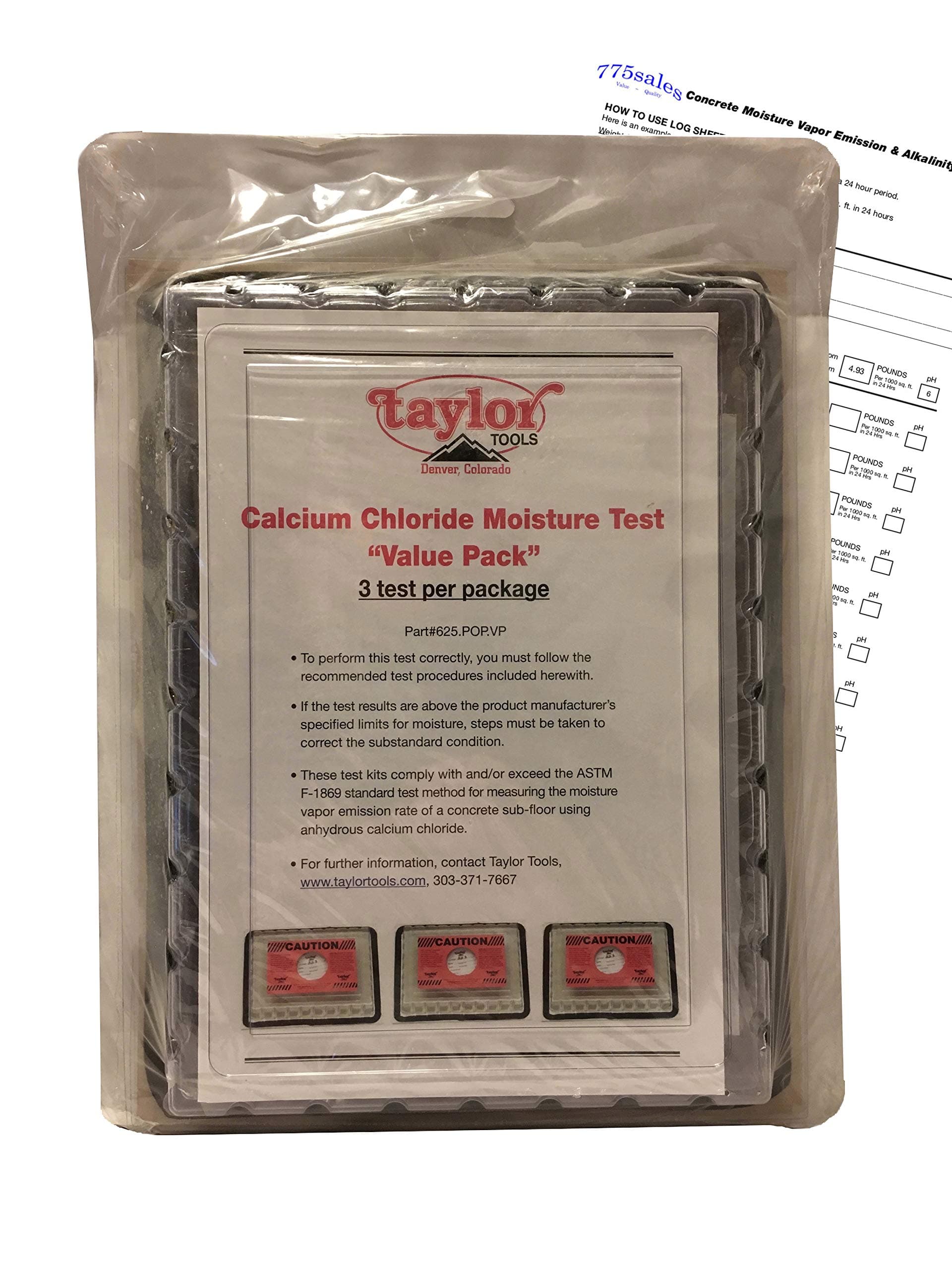 Moisture Test Kit Value Pack 3 Pack - Concrete Moisture Test - Includes Custom Log Sheet