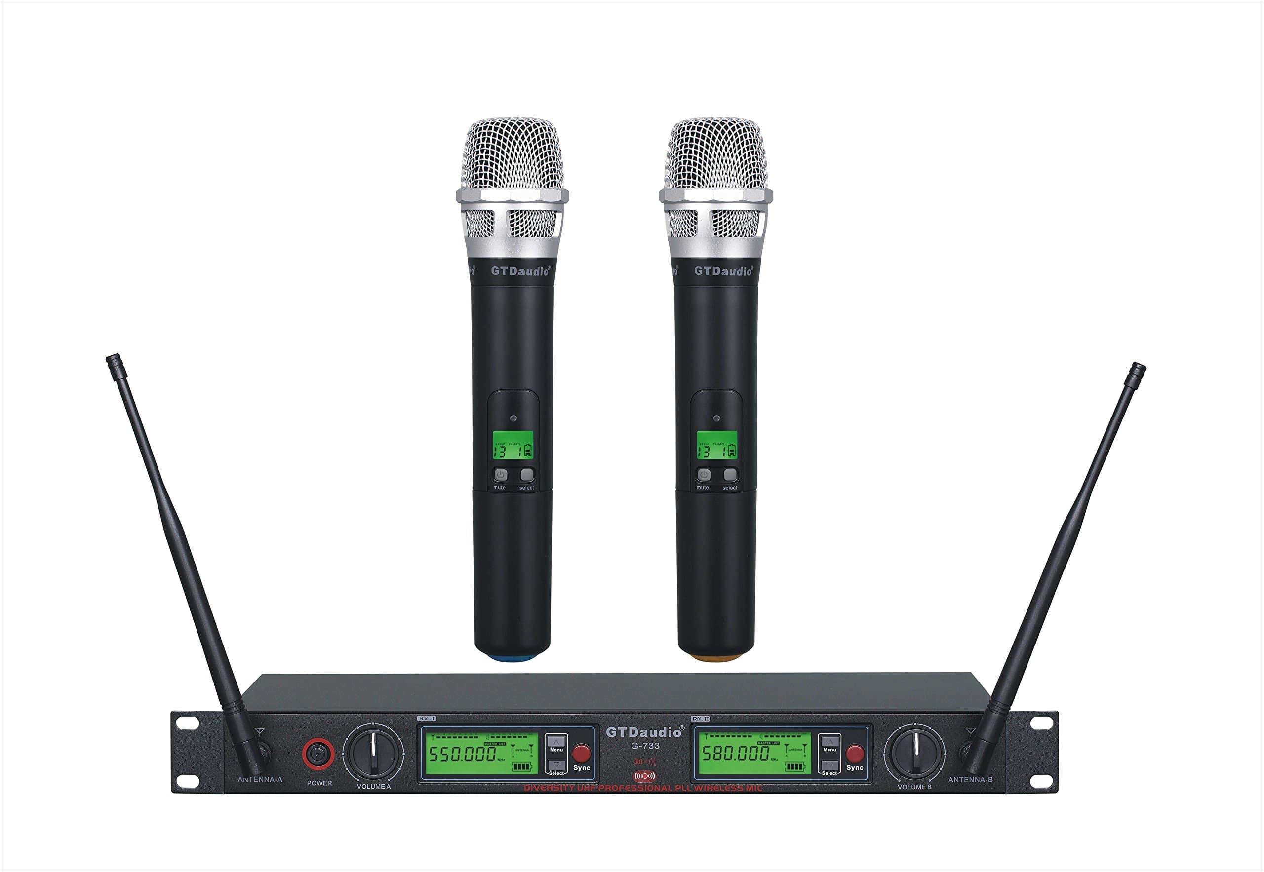 2x800 Adjustable Frequency UHF True Diversity Wireless Handheld Microphone Mic System Ideal for Church, Karaoke, Dj Party, Range 400 ft