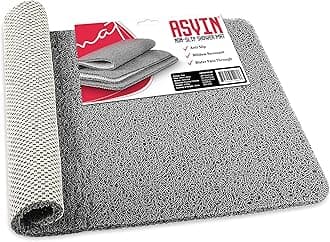 - Asvin Soft Textured Bath, Shower, Tub Mat, 24x16 Inch Rectangular, Phthalate Free, Non Slip Comfort Bathtub Mats with Drain, PVC Loofah Bathroom Mat for Wet Areas, Quick Drying, Grey