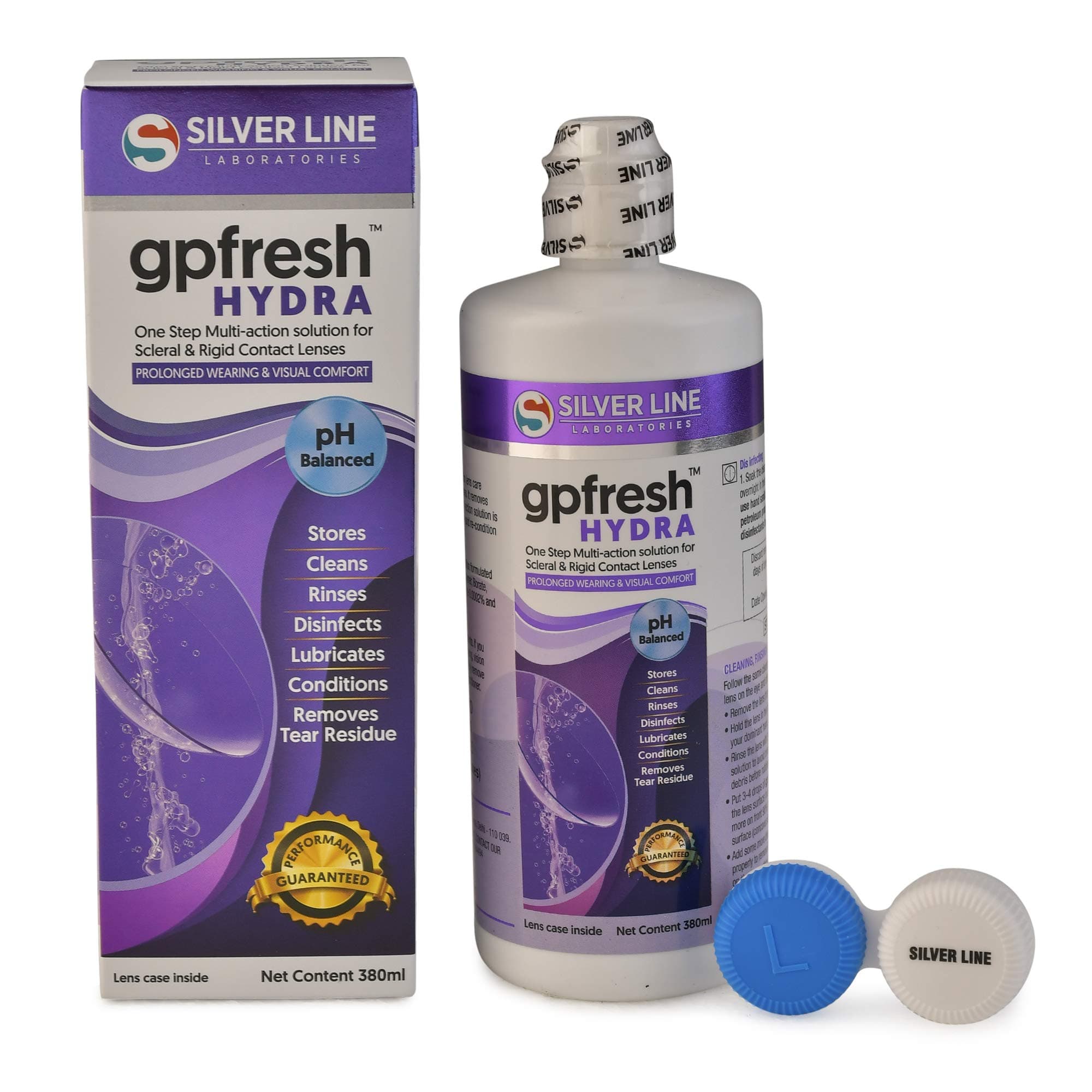 GP Fresh Hydra Lens Solution – 380ml Multi-Action Formula for RGP & Scleral Lenses | Clean, Disinfect, Condition & Moisturize | Silver Line Laboratories | 380 ML