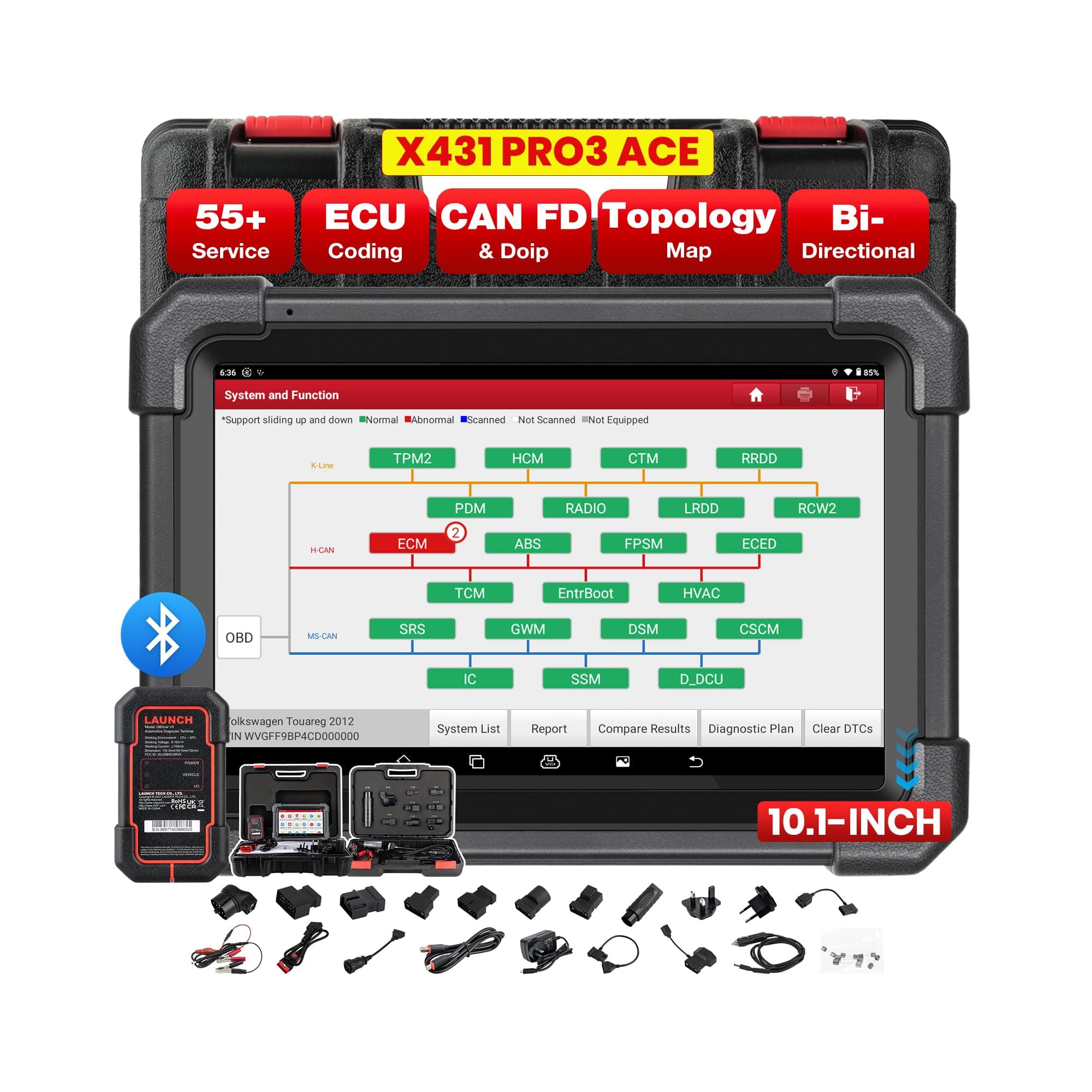 OBD2 Scanner X431 PRO3 ACE Diagnostic Tool with Bluetooth DBS car VII, Topology Mapping, Online Coding, CANFD&DoIP, 55+ Services, SGW Function, V.A.G. Guided Function