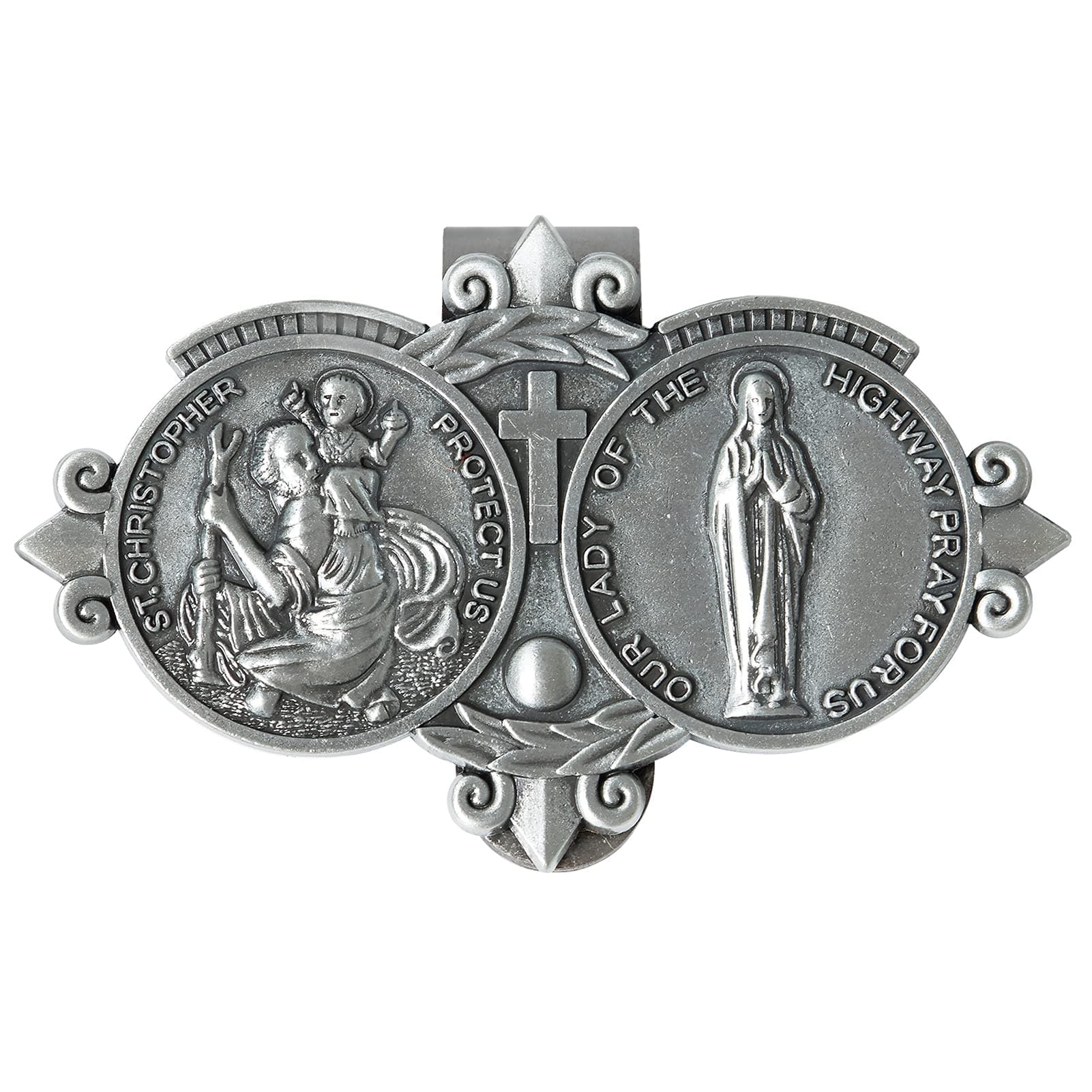 Saint St Christopher Medal for Car, Auto Car Sun Visor Clip, Bless Driving Safety Gift for New & Old Drivers Teens Girls Men