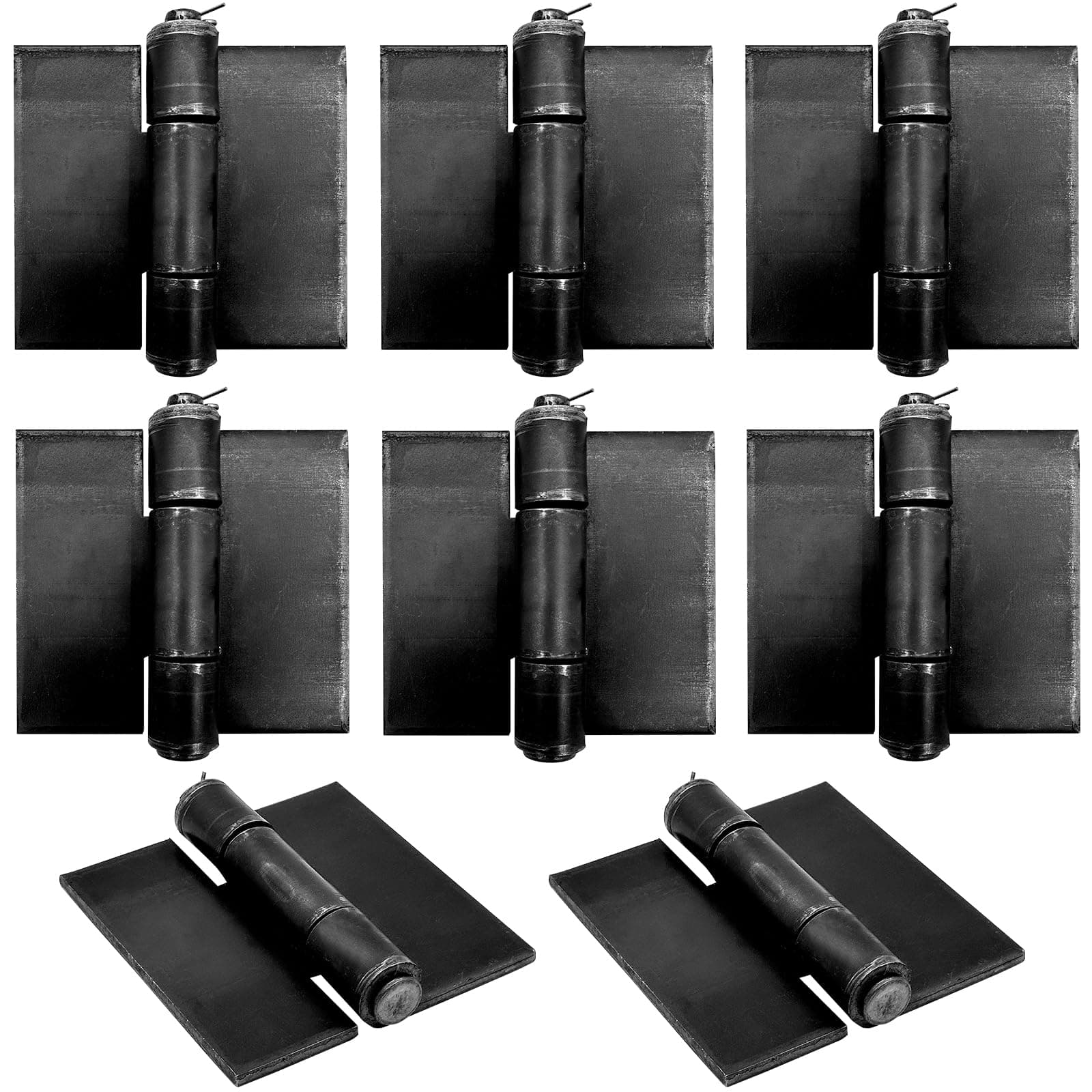 8 Pack Heavy Duty Gate Hinges - Solid Steel Iron Weld on Hinges - Thickness 5 mm Metal Butterfly Hinges for Gates & Doors