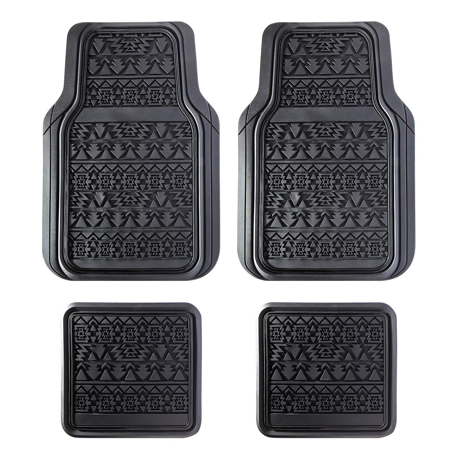 FM-337E 4pc Aztec Black Rubber Floor Mat
