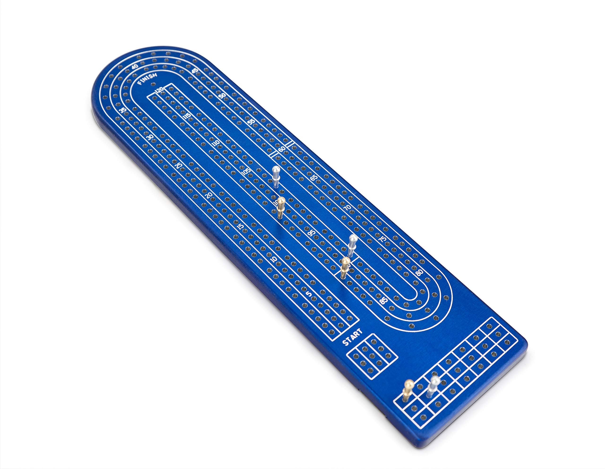Quality Blue Cribbage Board by Gapple, Durable Aluminum Material, Precise Engraving, Gorgeous Anodized Finish, Color Variety, Metal Scoring Pegs and Convenient Peg Storage