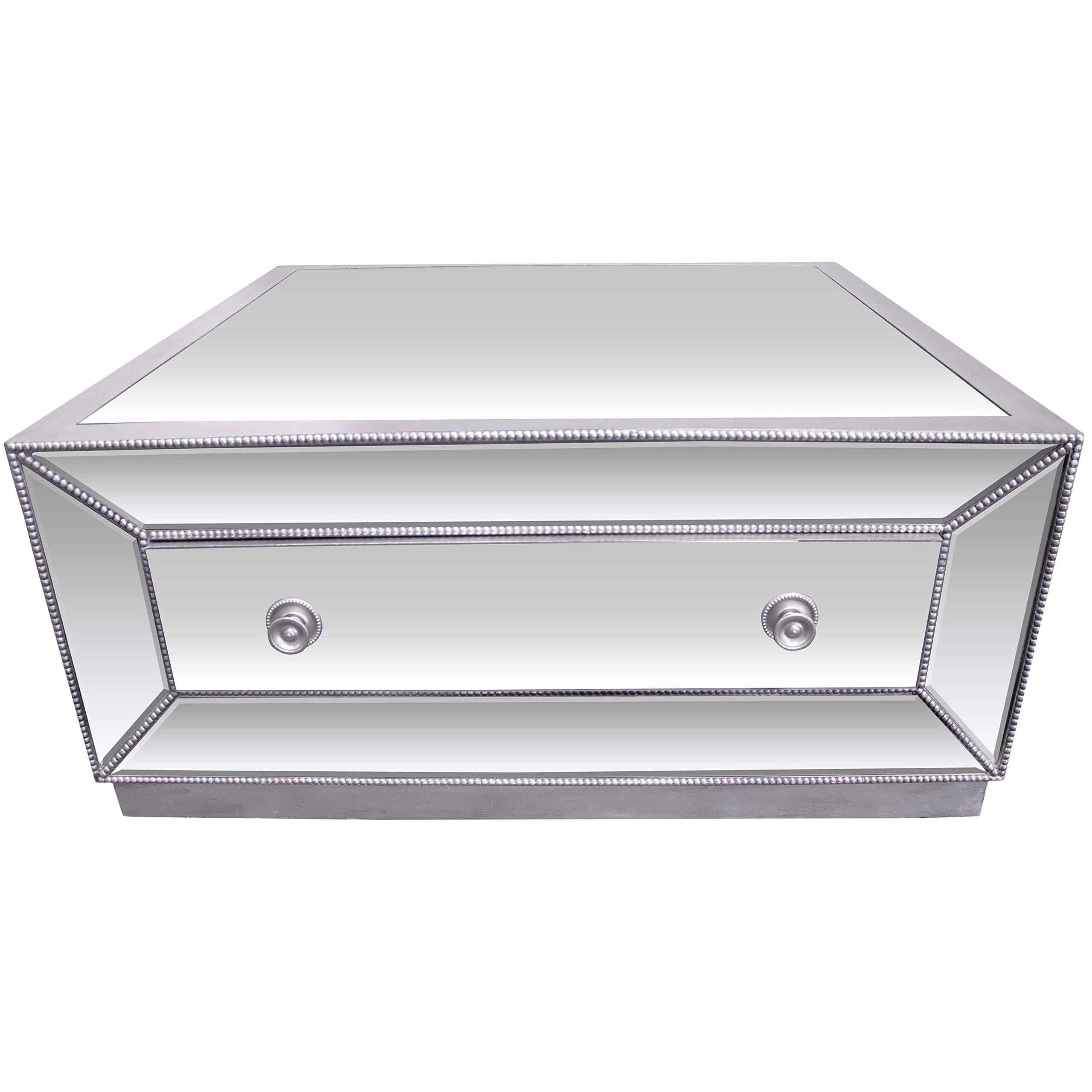 Best Master Solid Wood and Glass Coffee Table in Silver Mirrored