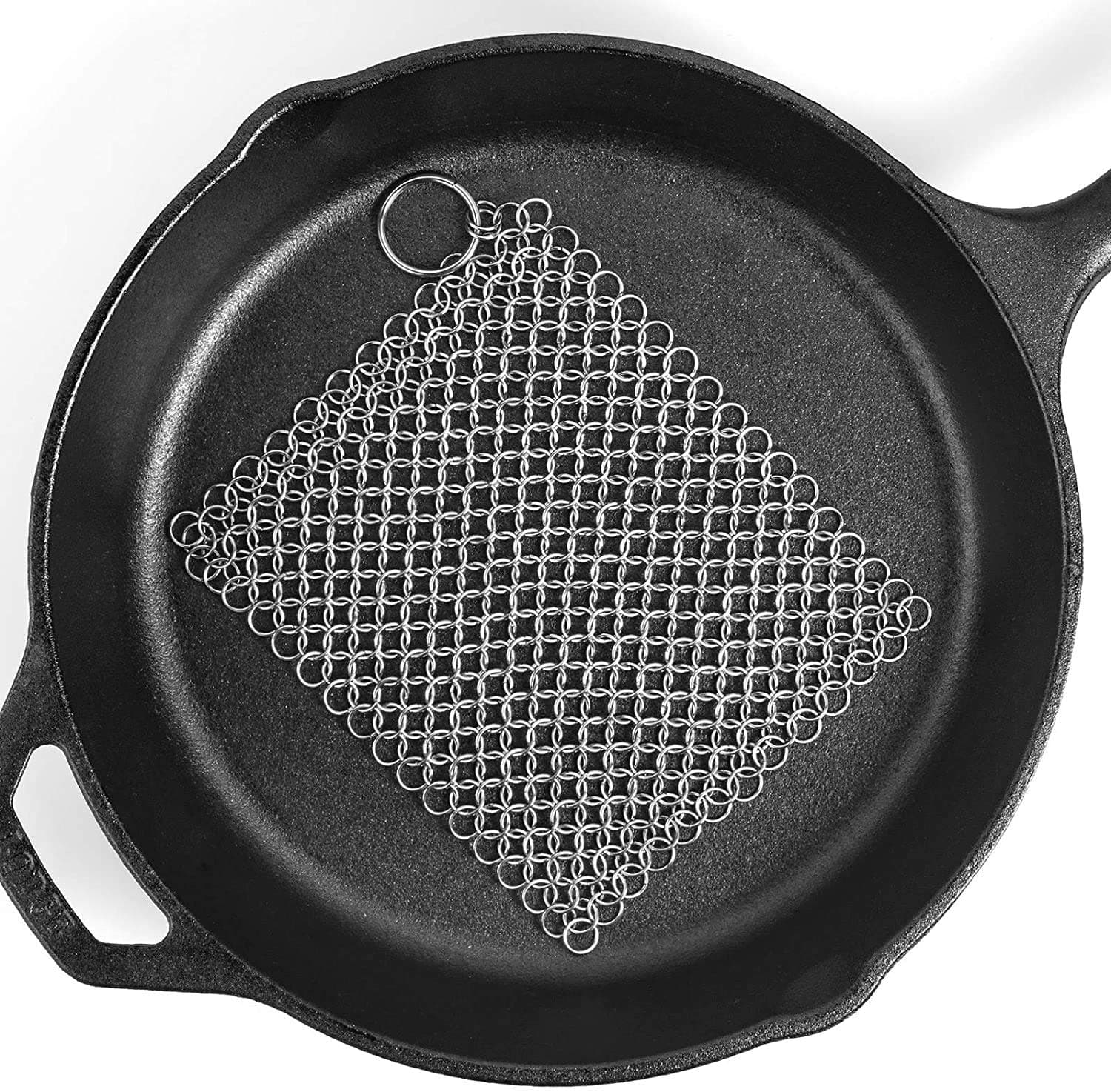 8"x6" Stainless Steel Cast Iron Cleaner 316L Chainmail Scrubber for Cast Iron Pan Pre-Seasoned Pan Dutch Ovens Waffle Iron Pans…