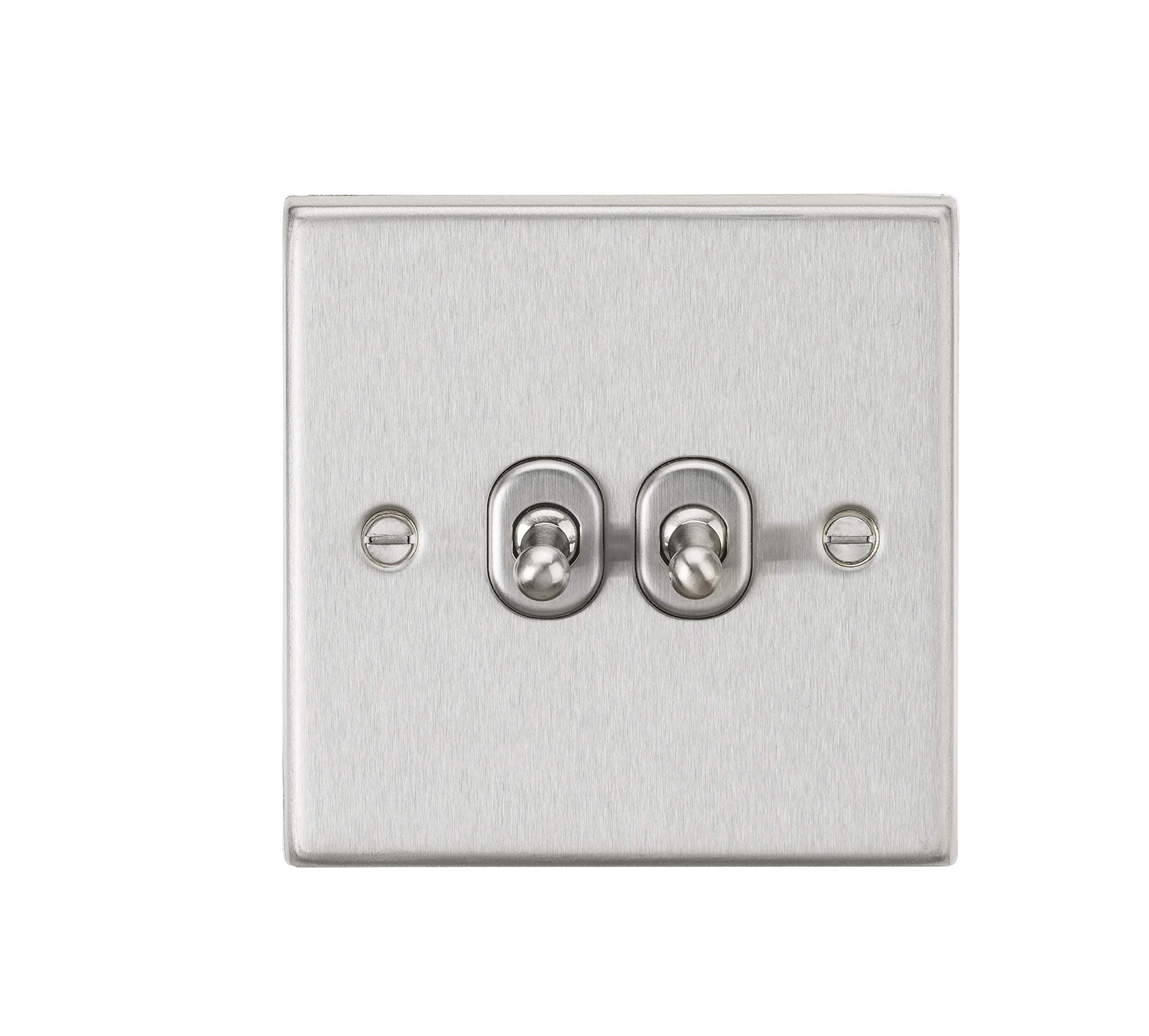 10AX 2G 2-Way Toggle Switch - Square Edge Brushed Chrome Finish