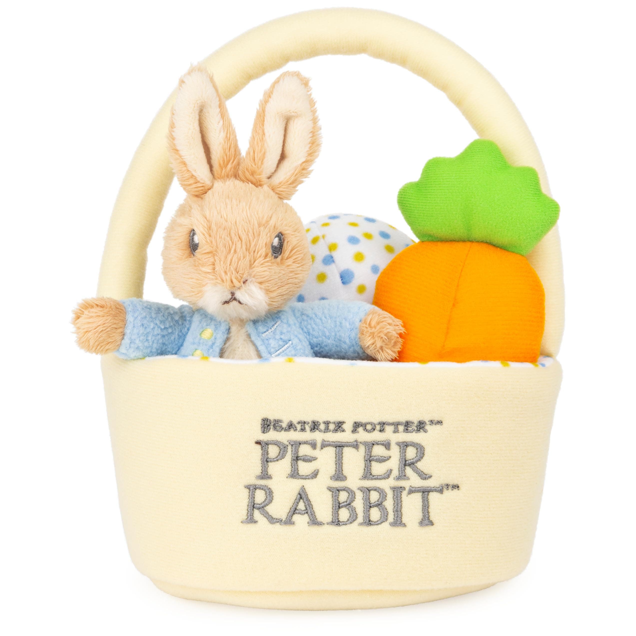 Beatrix Potter Peter Rabbit Easter Basket 4-Piece Plush Set for Ages 1 and Up, 8.5”