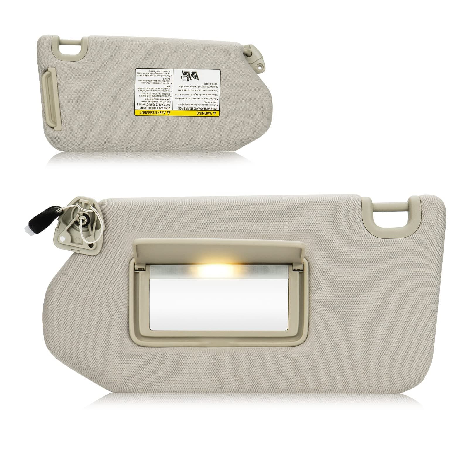 Left Driver Side Sun Visor with Light for 2013-2018 Nissan Pathfinder 2014-2017 Infiniti QX60 JX35 Beige Sunvisor Replacement 96401-9PB0A