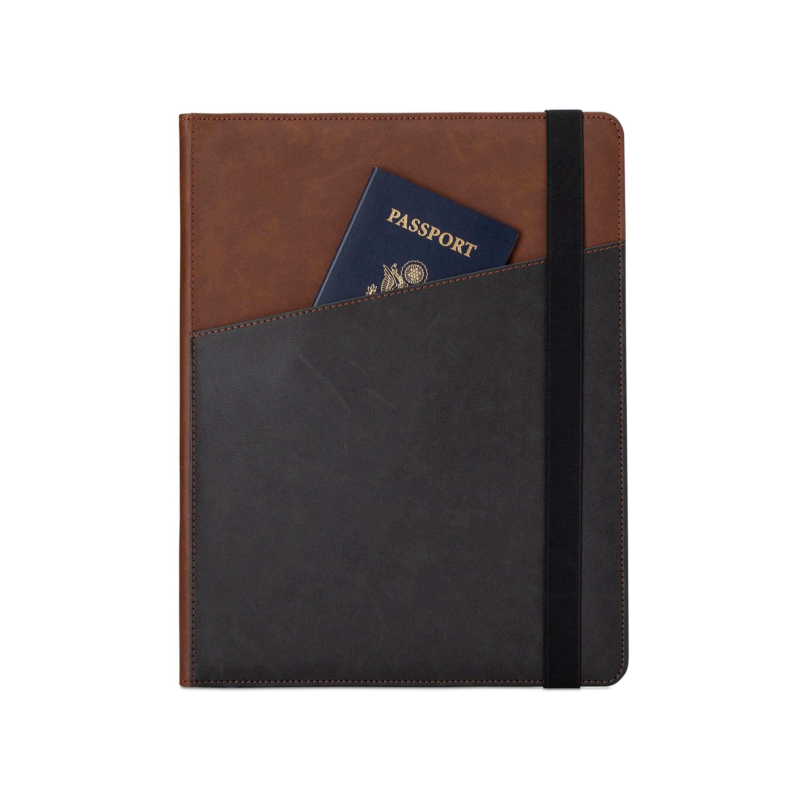 Portfolio/Padfolio/Professional Interview Resume Folder/Document Organizer with Refillable Letter Size Writing Pad/Business Gift (Brown)