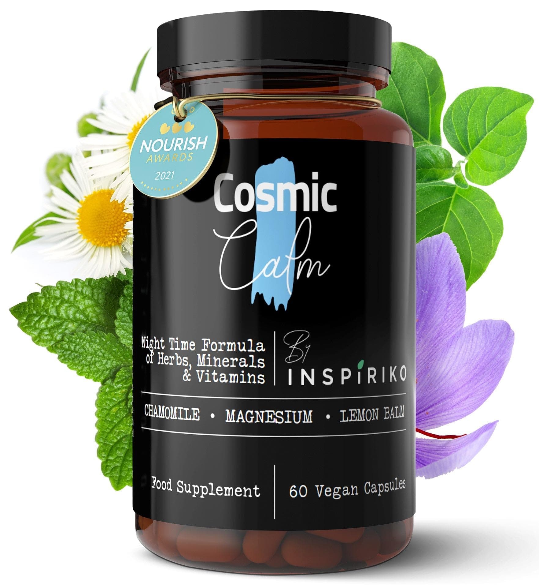 9-in-1 Night Time Complex with Chamomile, Magnesium, Saffron, Ashwagandha, Lemon - Award-Winning Sleep Aid - A Natural Alternative to Melatonin Tablets & Synthetic Sleeping Pills, 60 Capsules