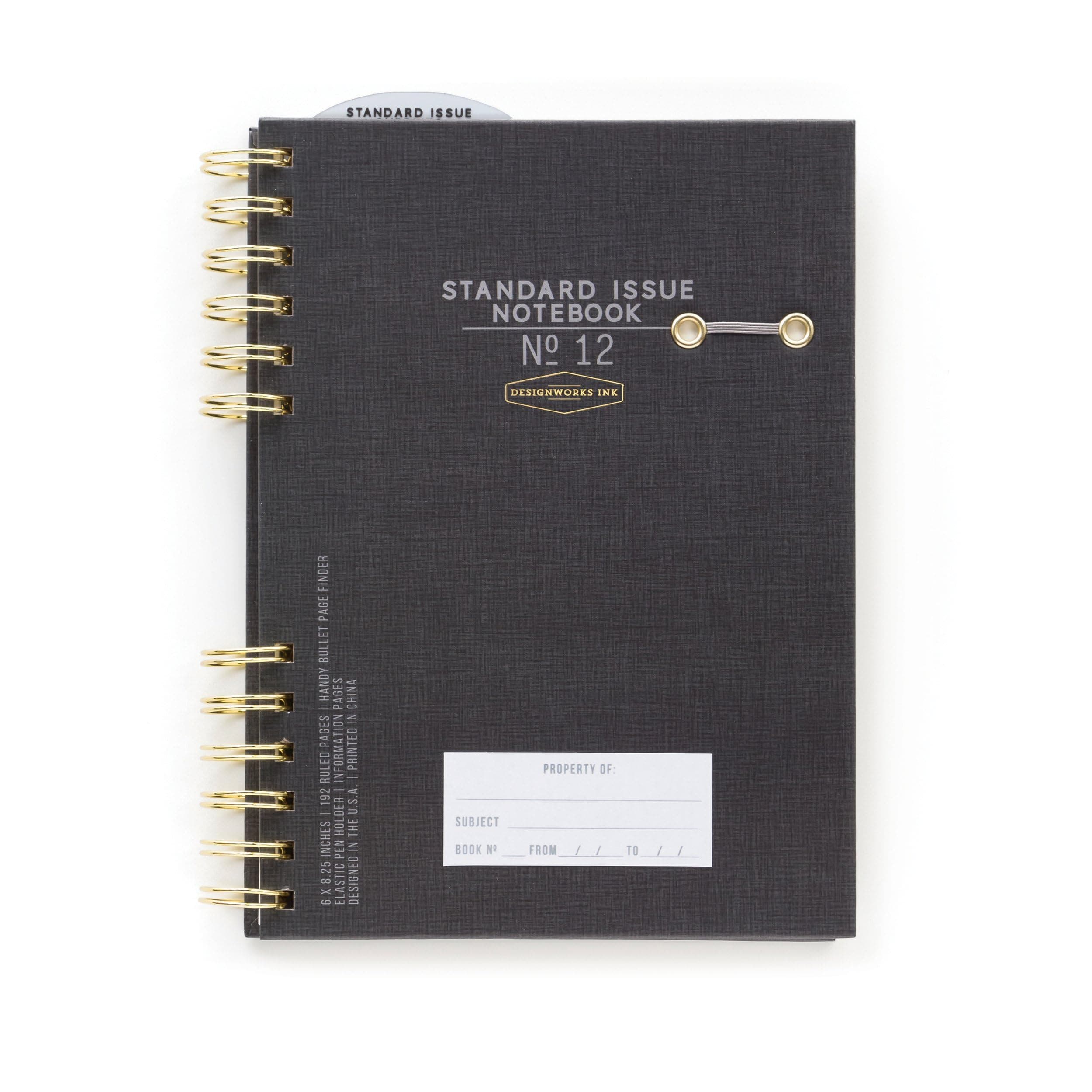 DesignWorks Ink Standard Issue Split Twin-Wire Bound Personal Journal, Black