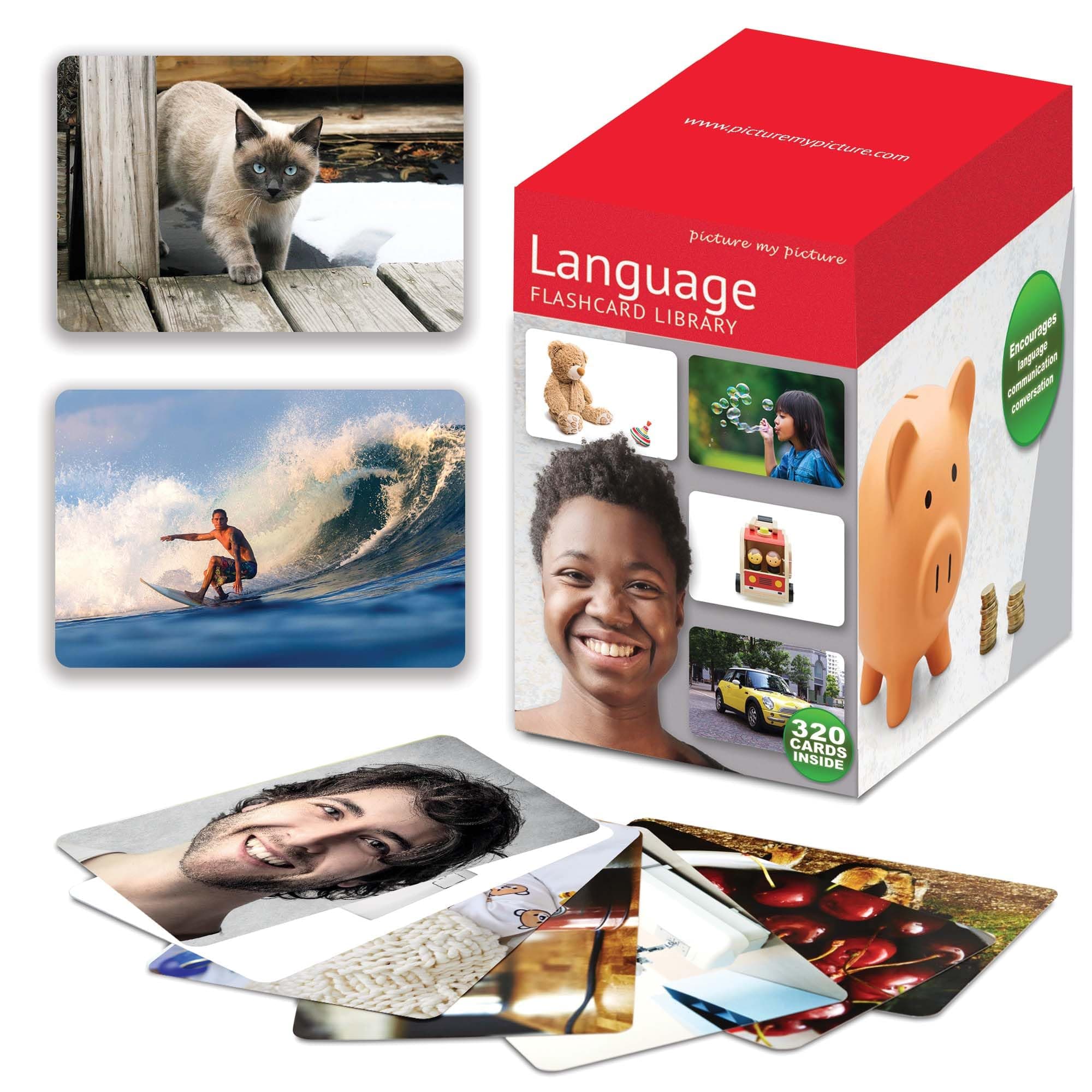 Picture My Picture Language Flash Card Library - Speech Therapy Tool For Vocabulary, Thinking and Scratch-Resistant with Activity Guide, Suitable for Education, ESL and ABA - Set of 320