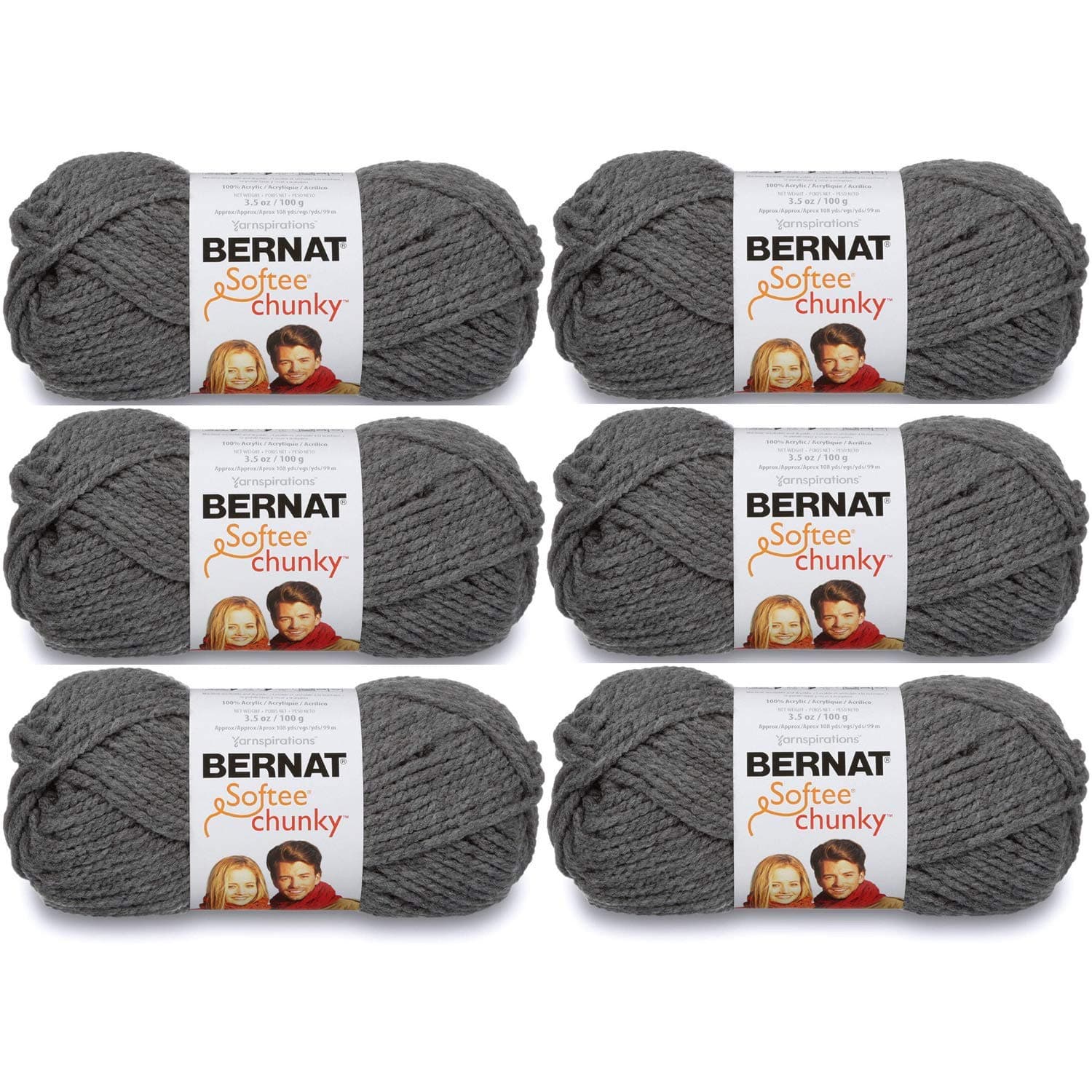 Softee Chunky Yarn (6-Pack) True Grey 161128-28044