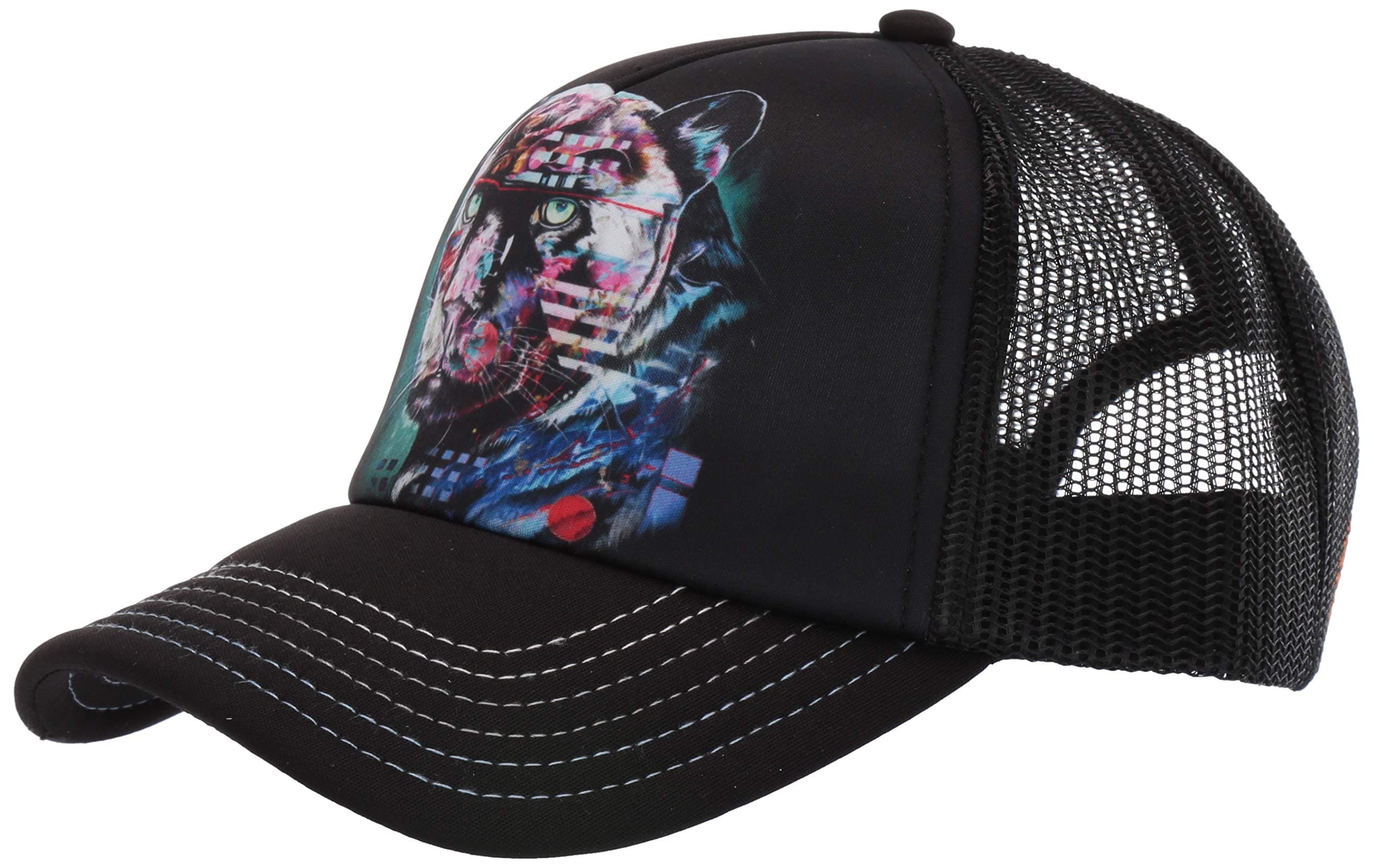Men's Painted Jaguar Hat, Black, Adjustable