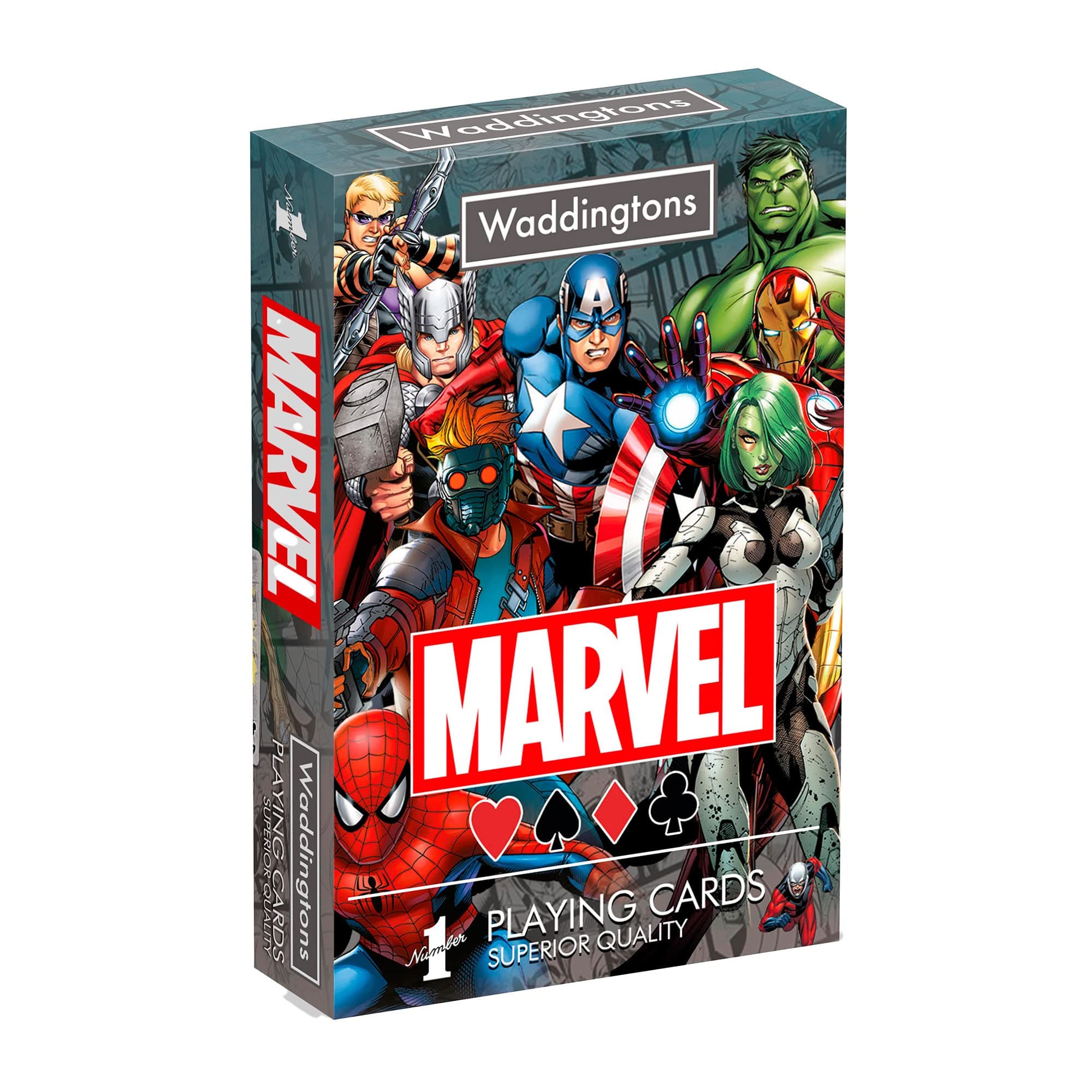 Marvel Universe Playing Card Game, play with your favourite superheroes including Iron Man, Spider-Man and Captain America, gift and toy for boys, girls and adults Aged 6 plus