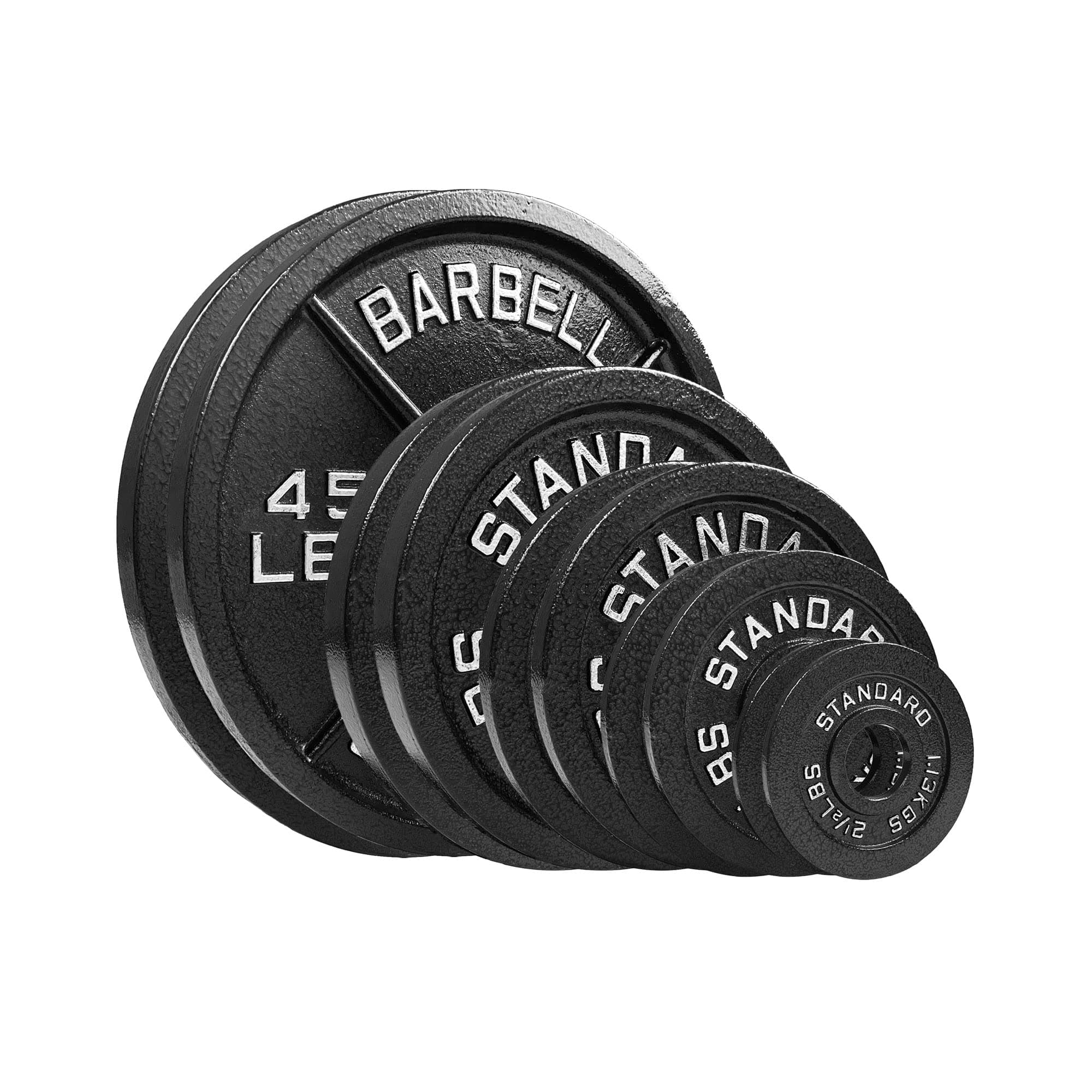 Steel Olympic Plates 175LB Set - 2 inch Olympic Hammertone Coated 2x 2.5lb, 5lb, 10lb, 25lb, & 45lb for Weight Lifting Training