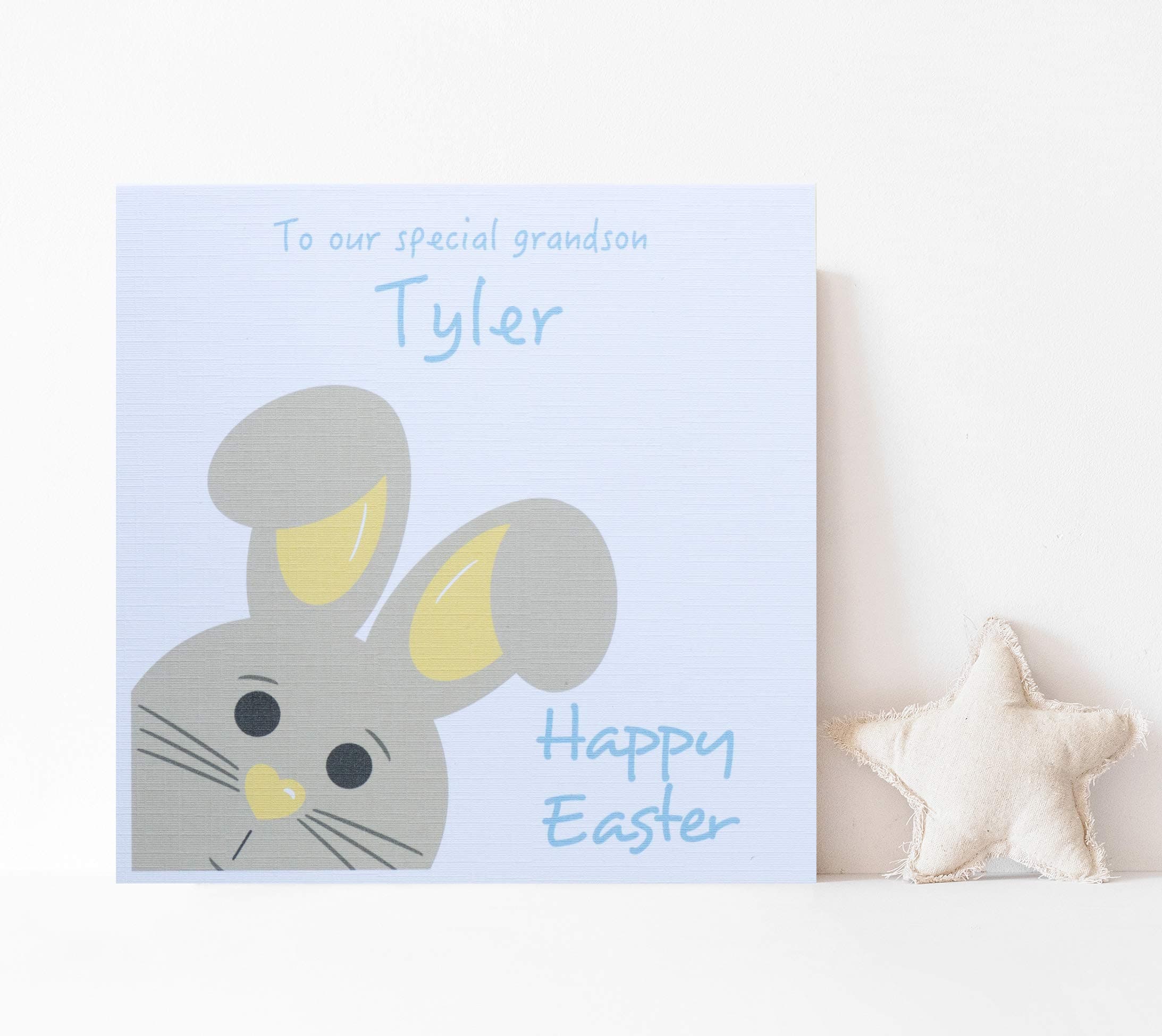 Personalised Easter Card for a boy - Cute Easter Bunny card.