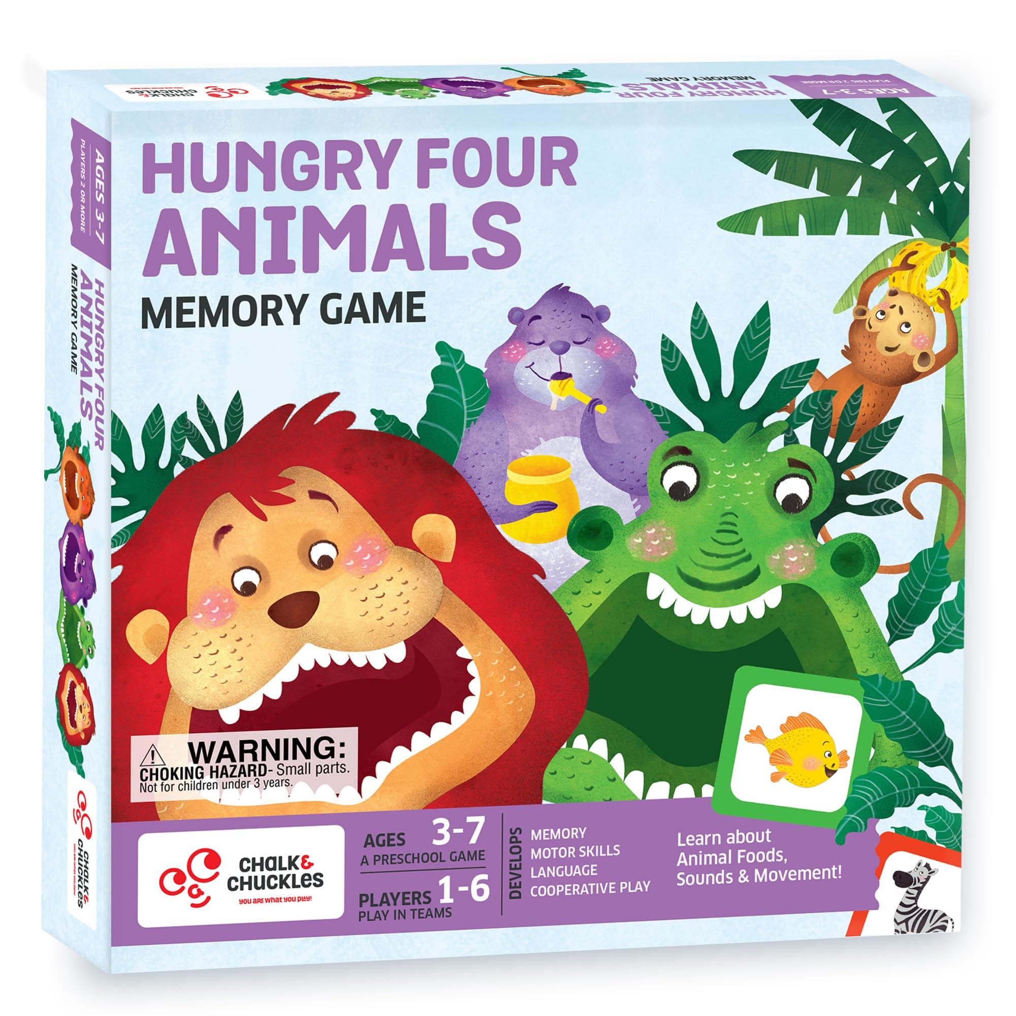 Chalk & Chuckles Hungry Four Memory Game, Learning & Educational Toy, Preschool Activity Kit, Gifts for Kids, Boys & Girls, Ages 3, 4, 5, 6, 7 Years, Perfect for Home, School, Playdates