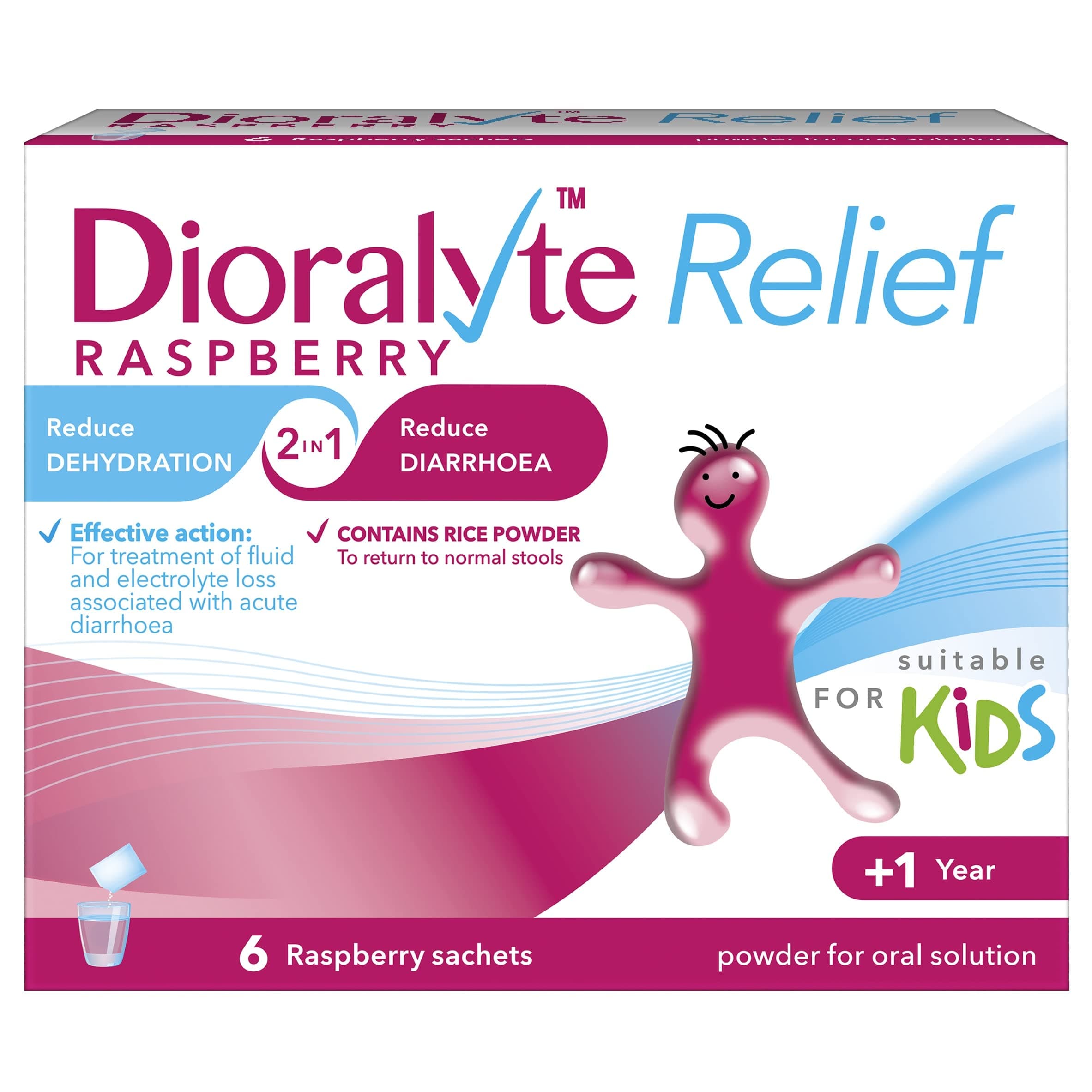 Relief Raspberry - Fast and Effective Rehydration Treatment to Help Replace the Loss of Body Fluid and Electrolytes (minerals and salts) - Raspberry Flavour, 6 Count (Pack of 1)