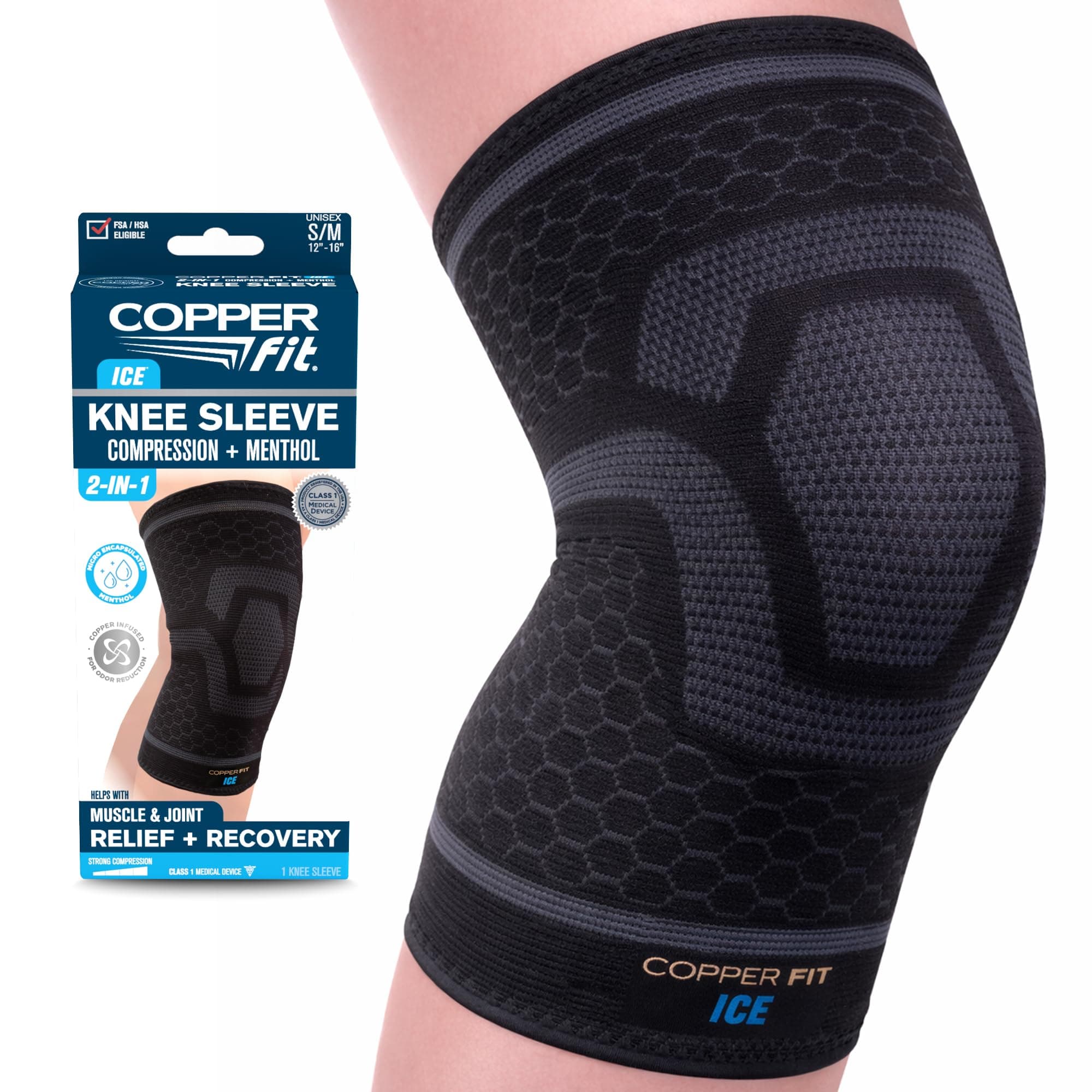 Copper Fit ICE Knee Compression Sleeve Infused with Menthol