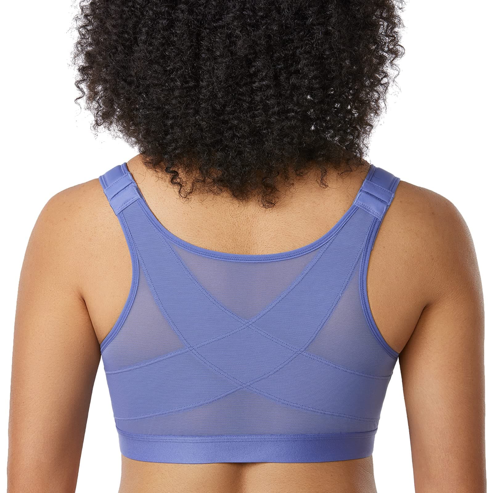 DELIMIRA Women's Full Coverage Front Closure Wire Free Back Support Posture Bra