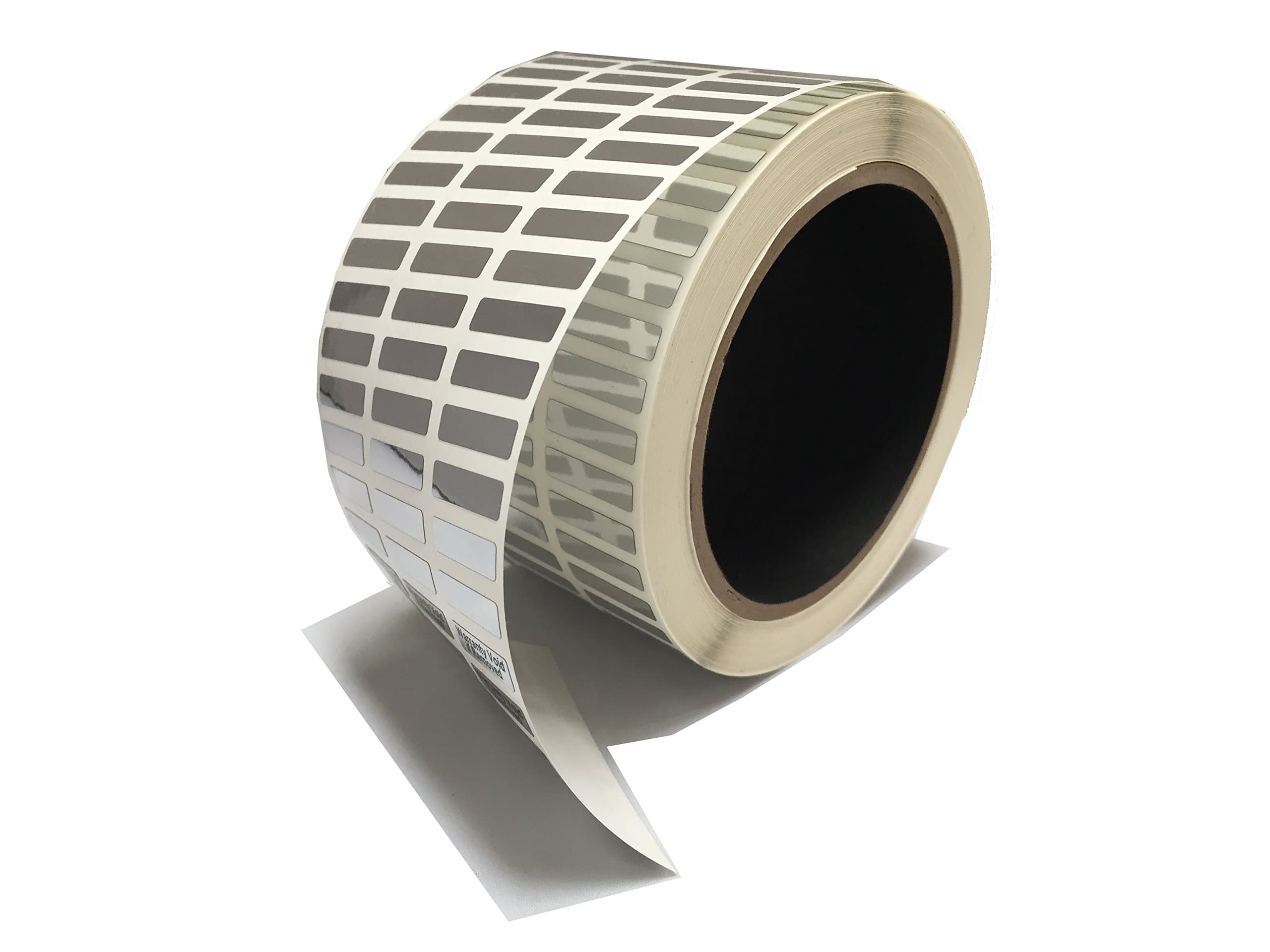 1,000 Silver/Chrome Bright - Foil TamperVoid Tamper Evident Security Label Seal Sticker, Rectangle 0.75" x 0.25" (19mm x 6mm).