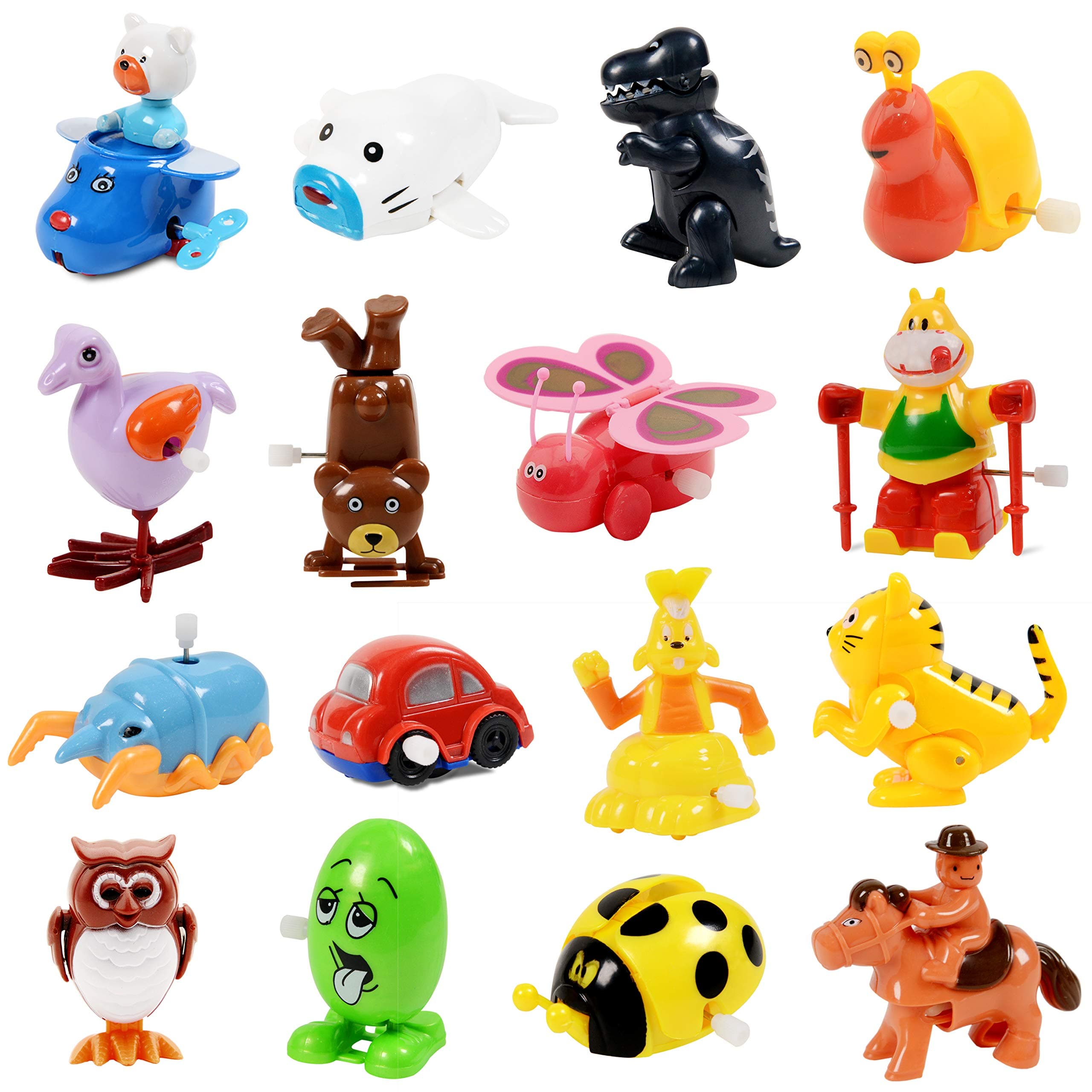 Nunkitoy Wind Up Toy,16 Pack Assorted Clockwork Toy Set(Contents and Color May Vary),Original Color Wind Up Animal Party Favors Toy Great Gift for Boys Girls Kids Toddlers