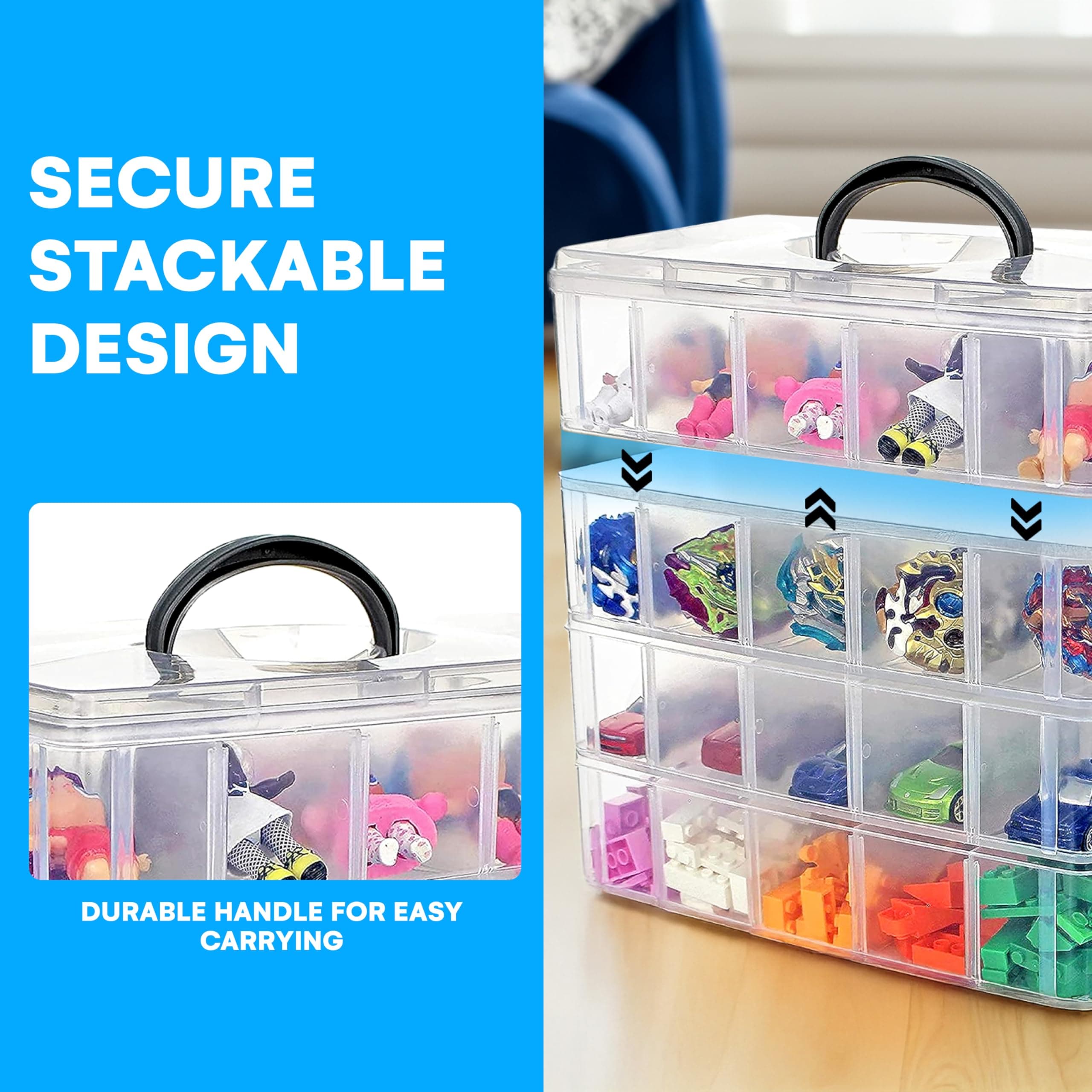 Bins & Things Storage Container with 30 Adjustable Compartments for Storing & Organizing Sewing Embroidery Accessories Threads Bobbins Beads Beauty Supplies Nail Polish Jewelry Arts & Crafts - Large