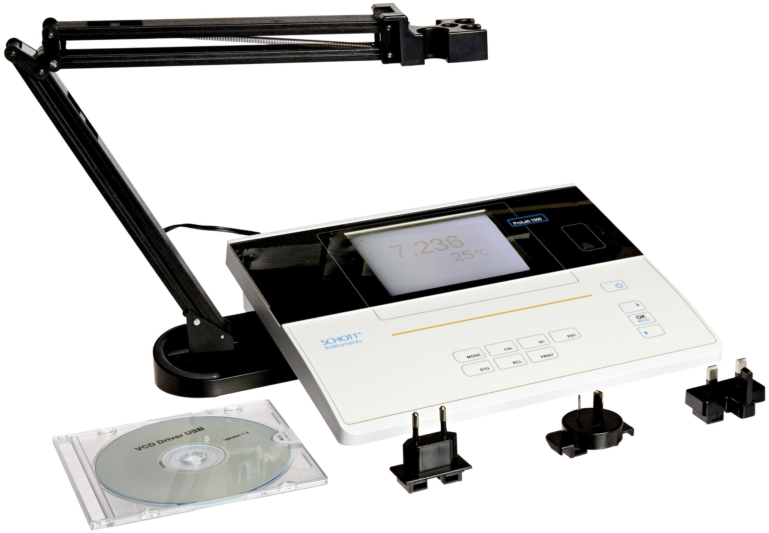 SI Analytics 285204200 ProLab 1000 Benchtop pH Meter Set for Laboratory Analysis, Including Z 850 Power Supply, 240mm W x 280mm H x 70mm D