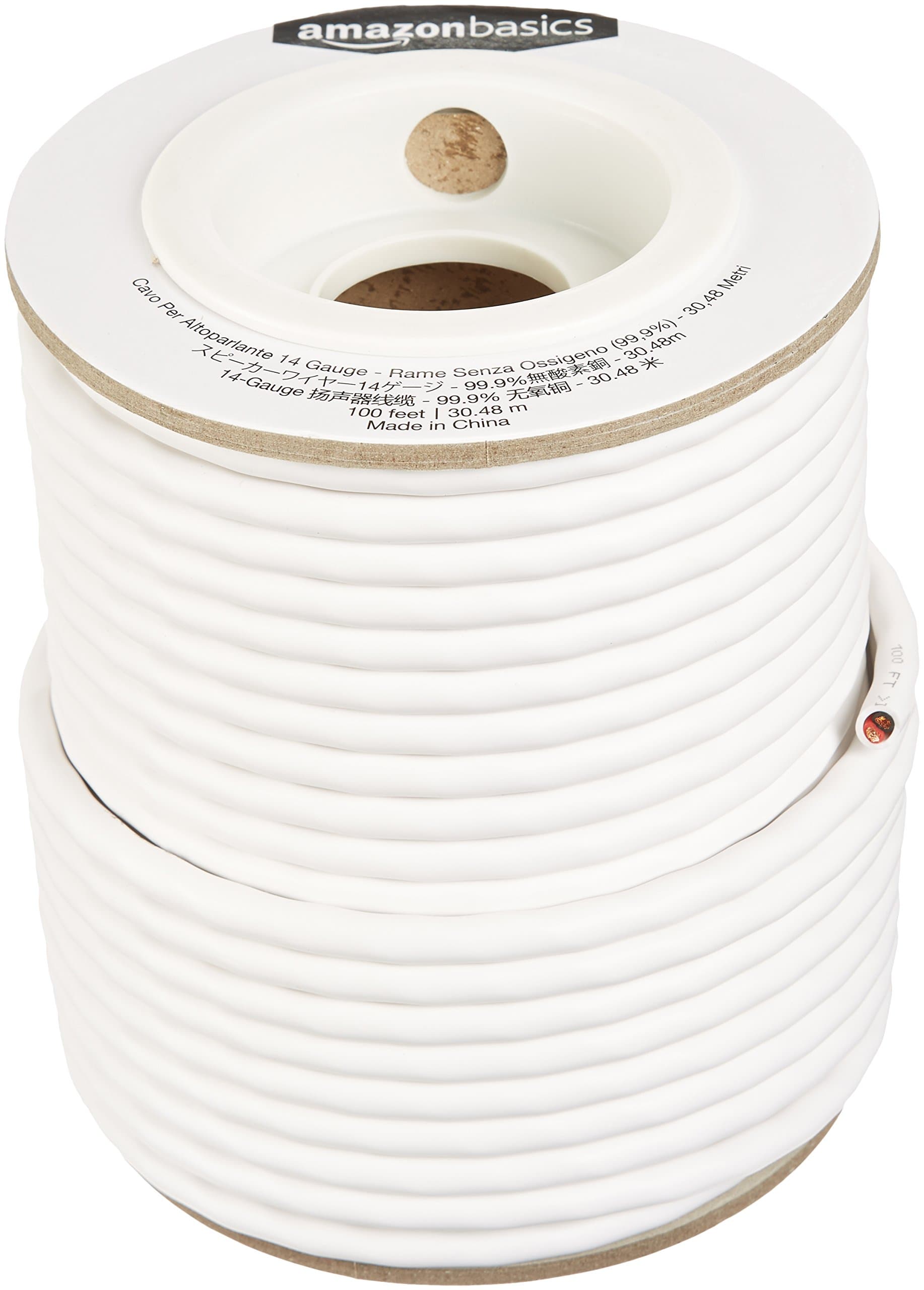 Amazon Basics Speaker Wire, 14 Gauge 30.5 Meters (99.9% Oxygen Free Copper) White