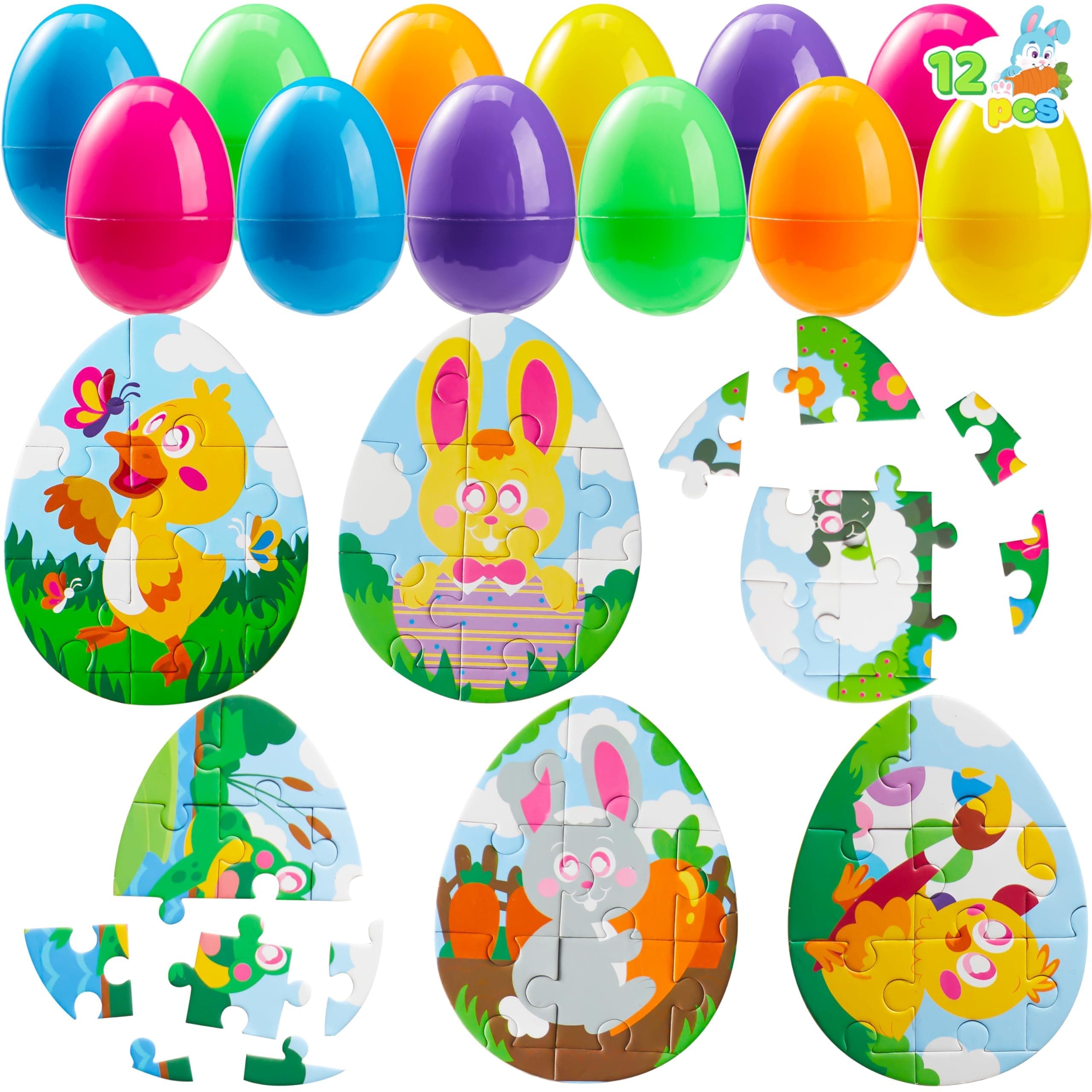 JOYIN 12 Pcs Easter Eggs Jigsaw Puzzle for Easter Egg Hunt Supplies, School Classroom Activities Rewards, Easter Party Favors, Easter Basket Stuffers