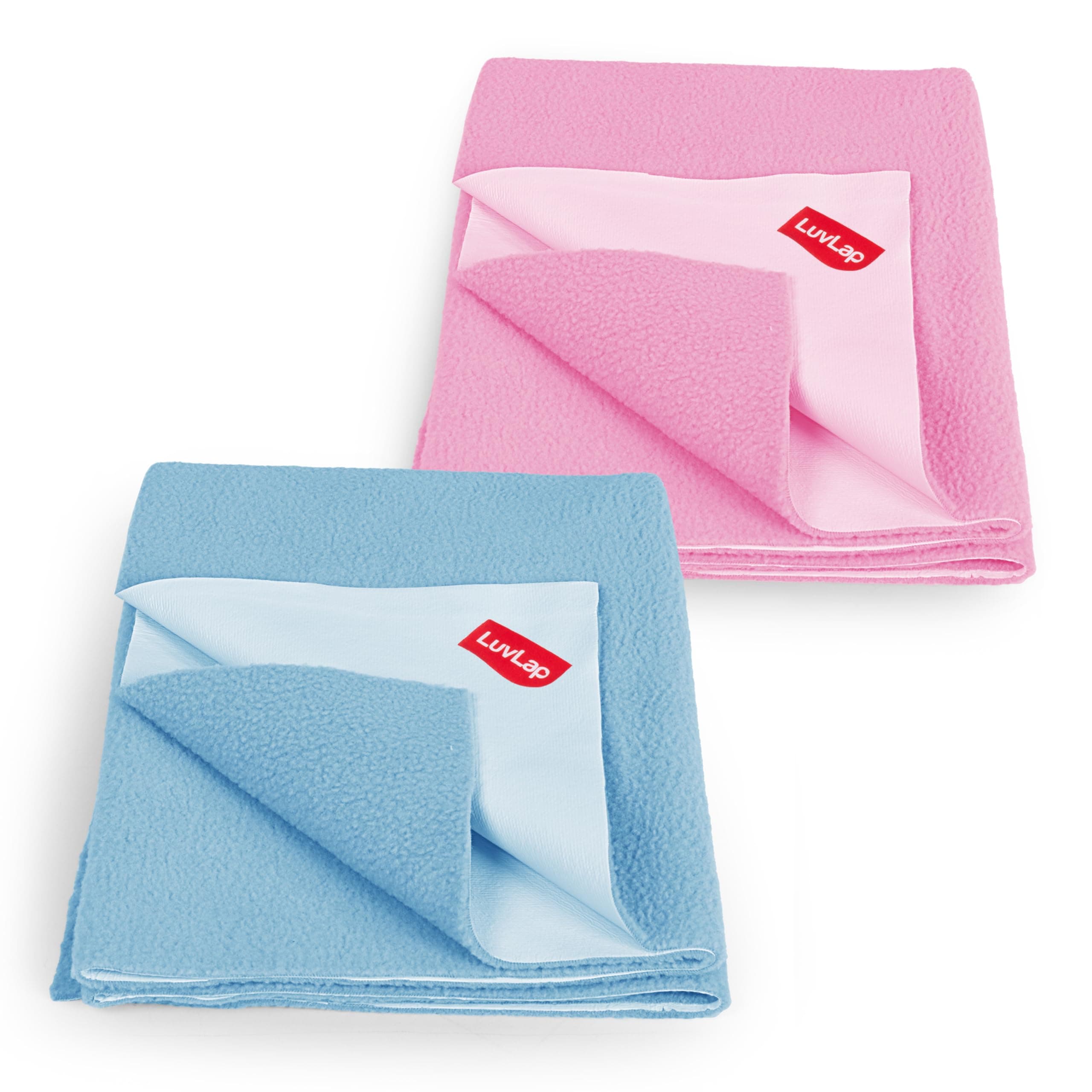 Luv Lap Instadry Extra Absorbent Dry Sheet/Bed Protector - Sky Blue & Baby Pink, 0m+ - Medium Size 70cm x 100cm, Pack of 2, Sky Blue & b Pink