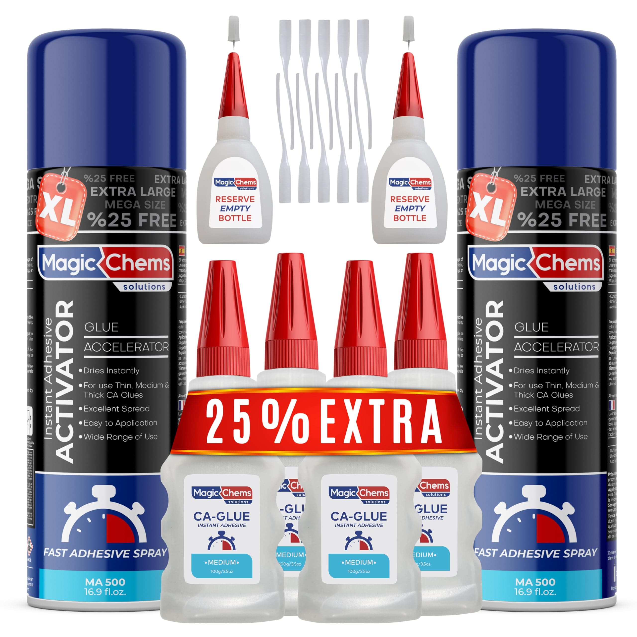 CA Glue with Activator (4 x 3.5 oz + 2 x 16.9 fl oz), Cyanoacrylate Glue and Activator, Super Glue withActivator, CAGlue and Accelerator (2 Pack)