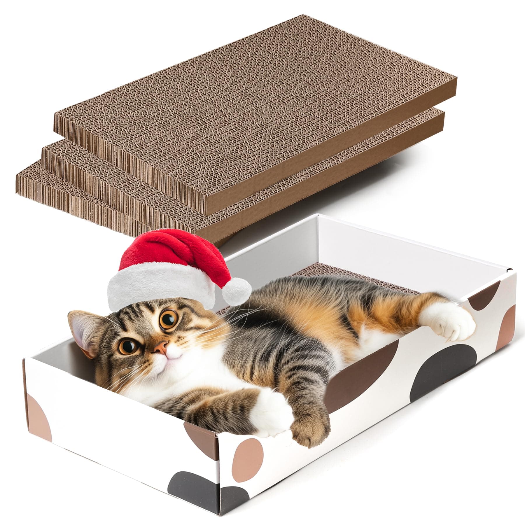 1 Pack Cat Scratcher – Sturdy Corrugated Scratch Pads for Indoor Felines, Dual-Purpose Cat Bed, Ideal for Small to Medium Breeds to Shield Furniture and Offer a Cozy Resting Spot