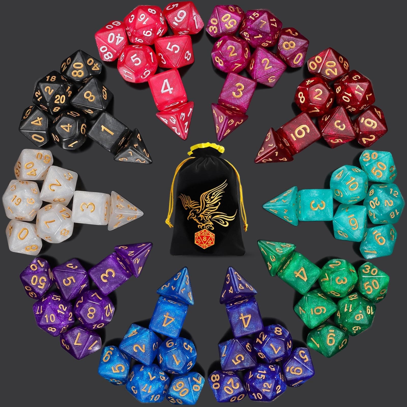 10 Colors Dice Set
