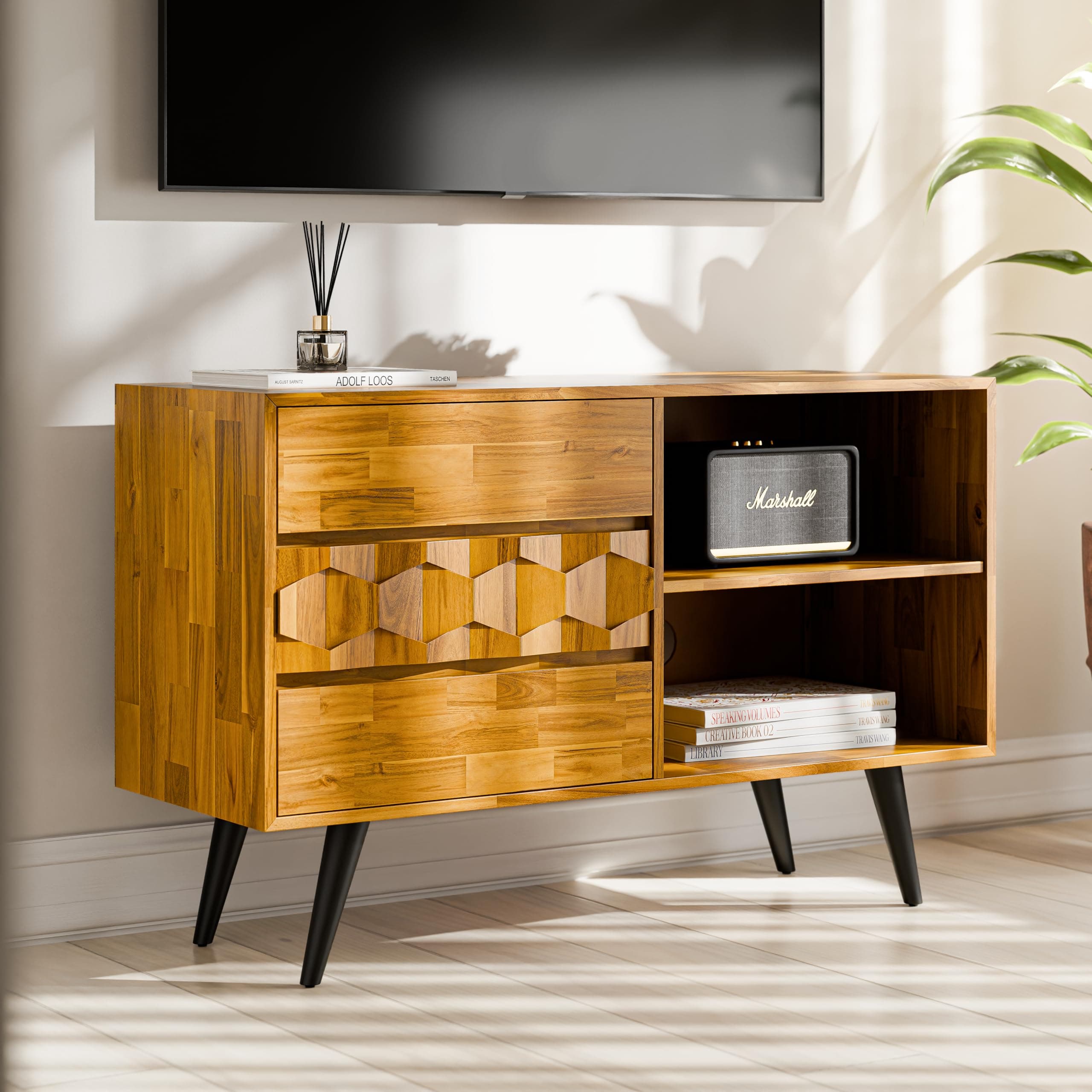 Georgina TV Stand - 45 in - Teak Brown