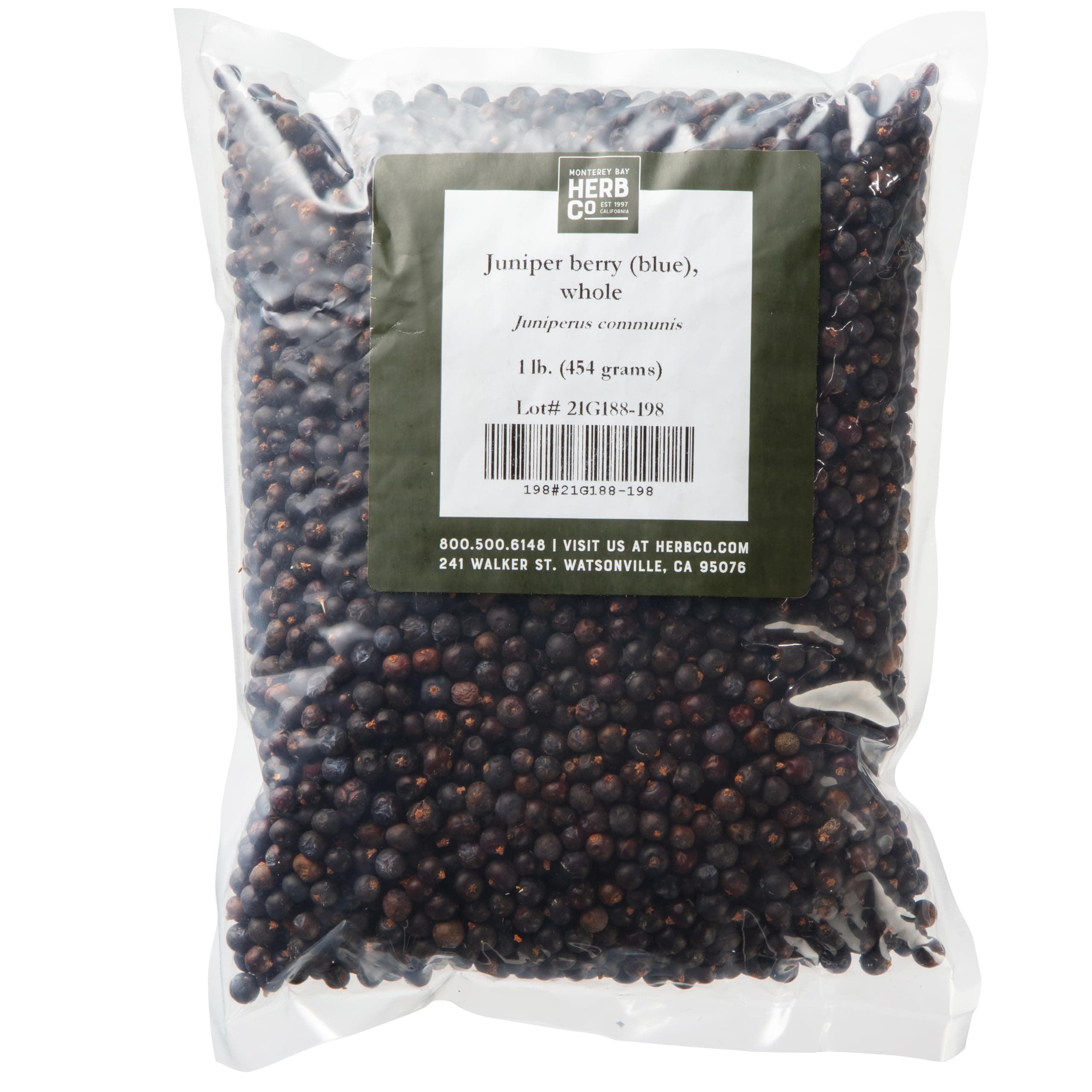 Organic Juniper Berries Dried Whole, by Herb Co, USDA Certified, No Additives, for Cooking, Tea, Gin & Beauty Products, 1 lb