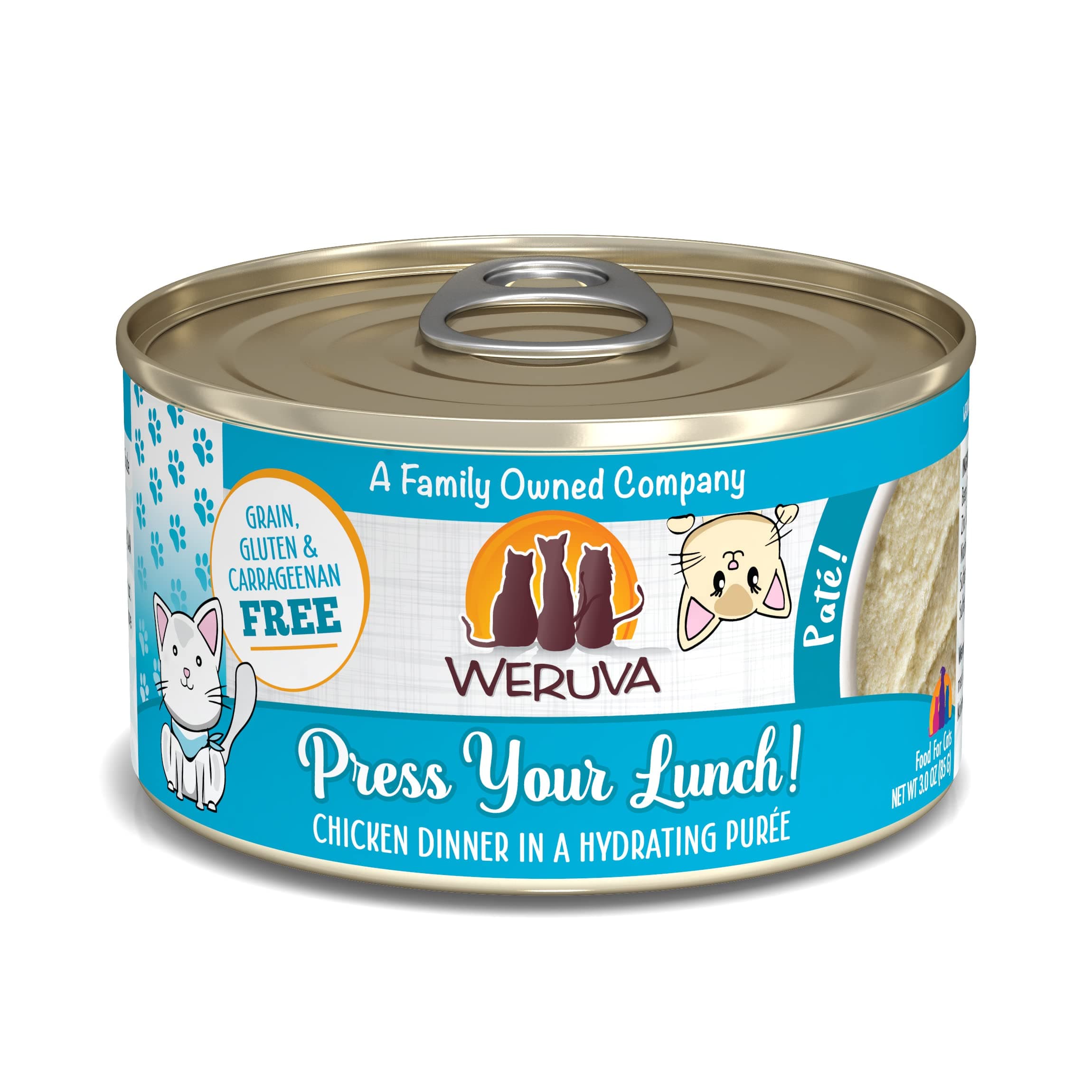 Wet Cat Food, Press Your Lunch with Chicken Pate, 3oz Can, Pack of 12